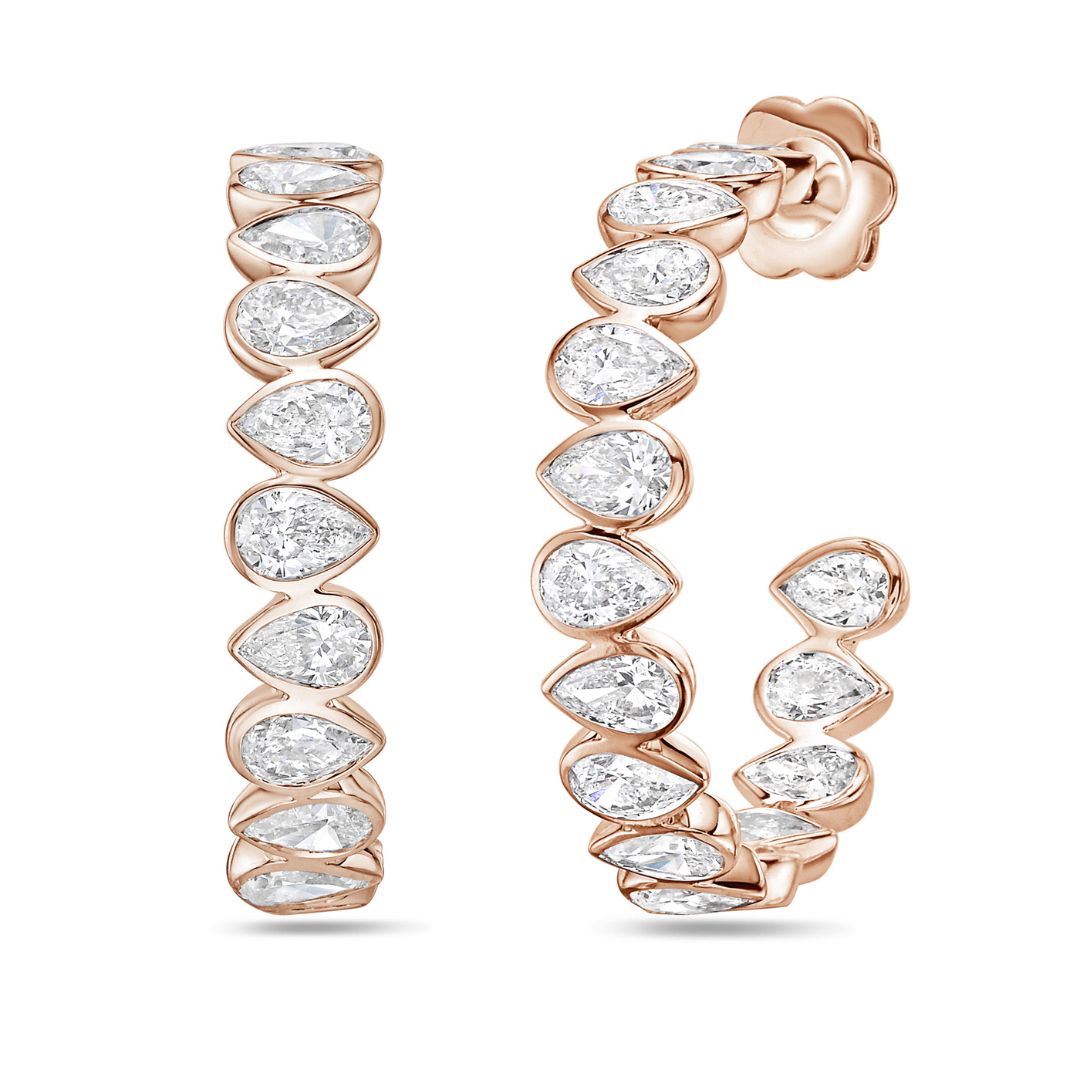 pear hoop earrings lab grown diamond
