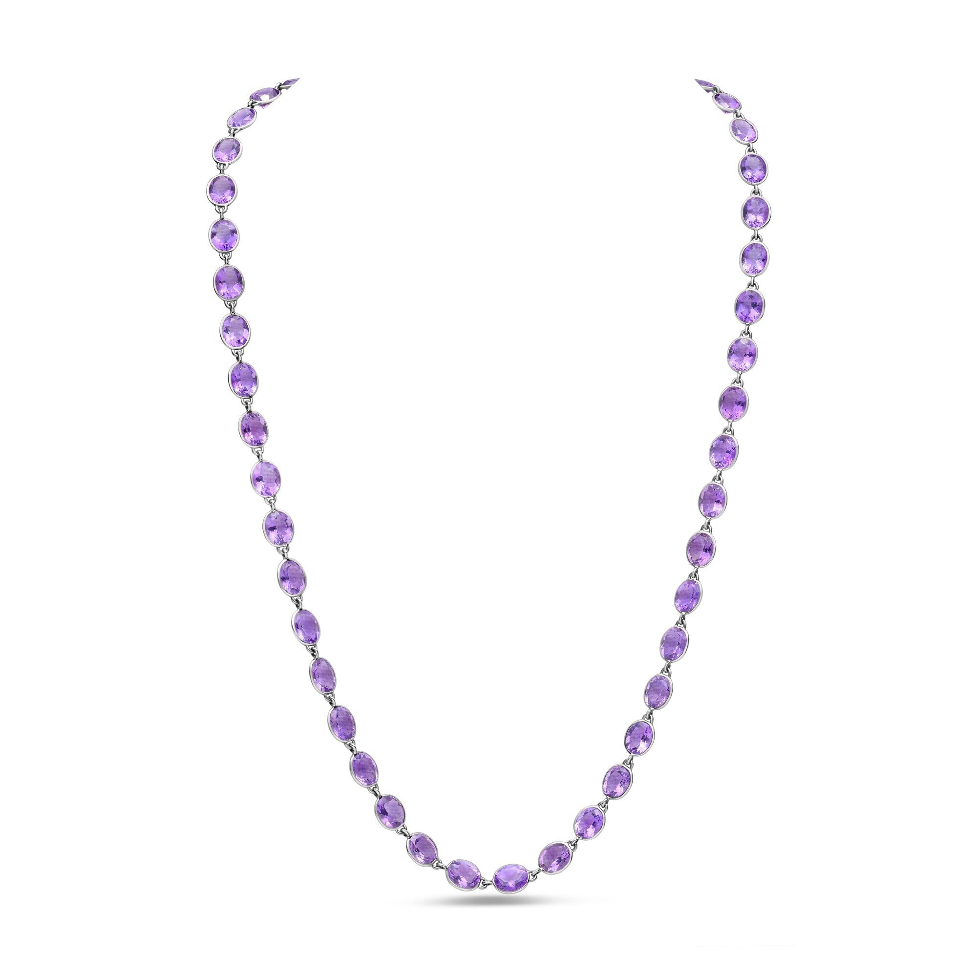Bezel Set Oval Amethyst Necklace