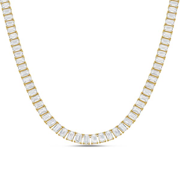 Lab Grown Emerald Cut Tennis Necklace