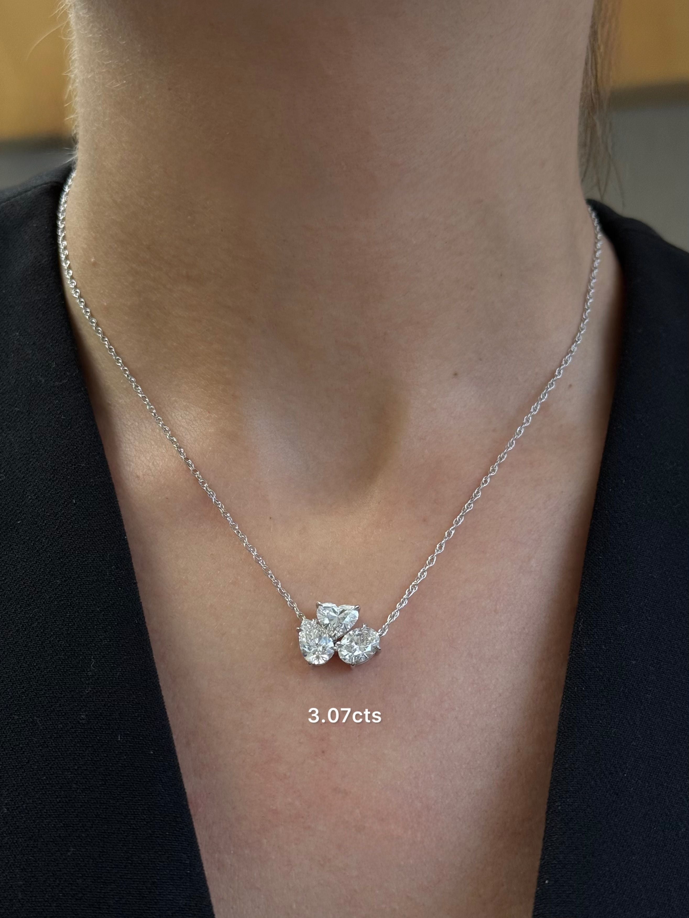 Multi-Shape Lab Grown Three Diamond Pendant