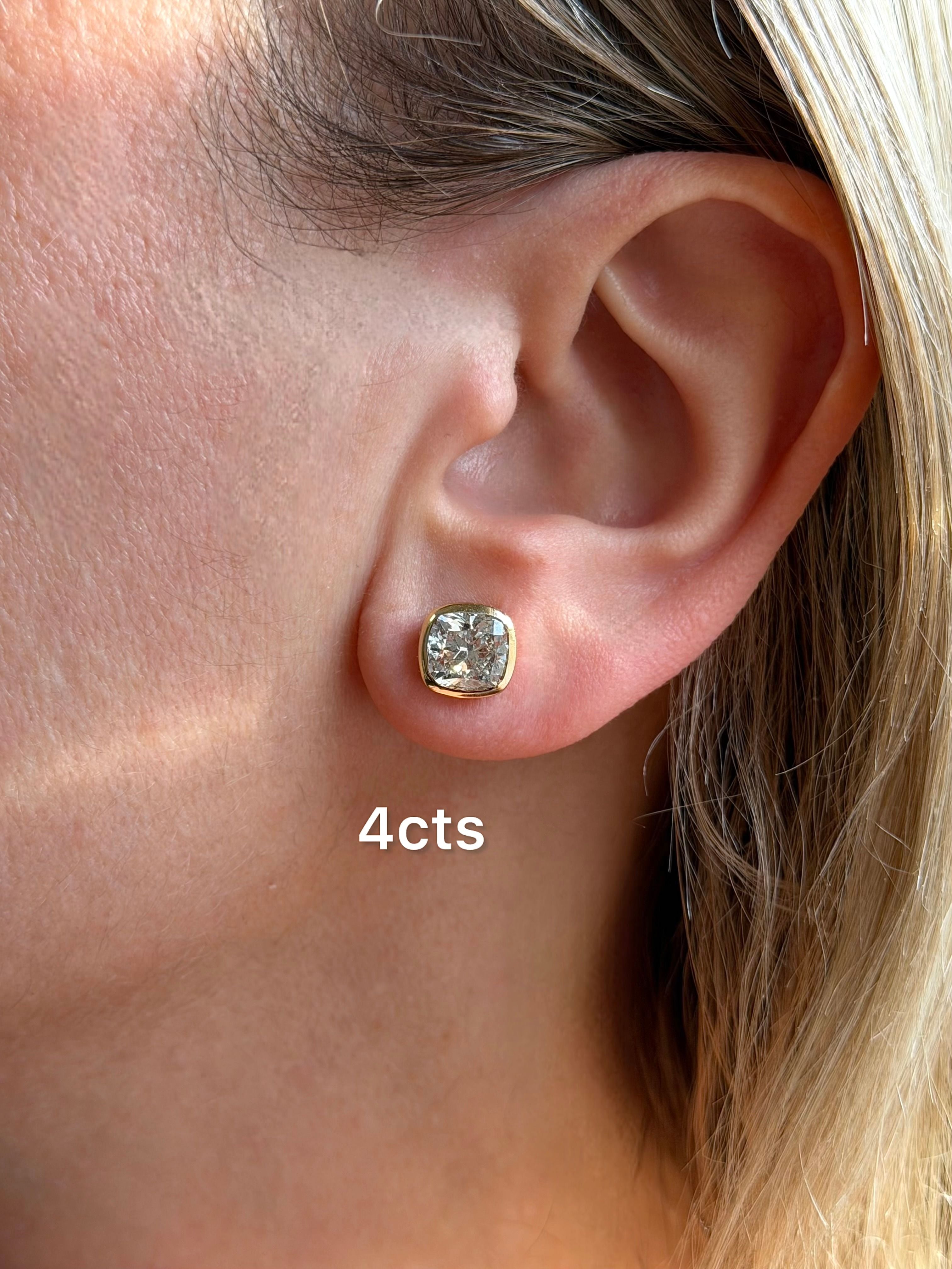 Lab Grown Cushion Bezel Studs