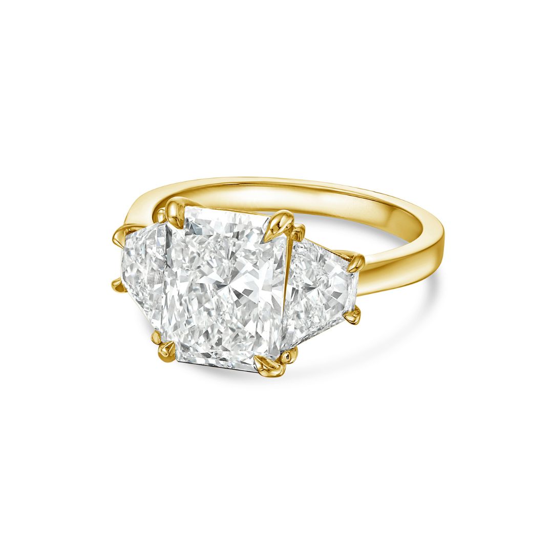 radiant 3 stone engagement ring