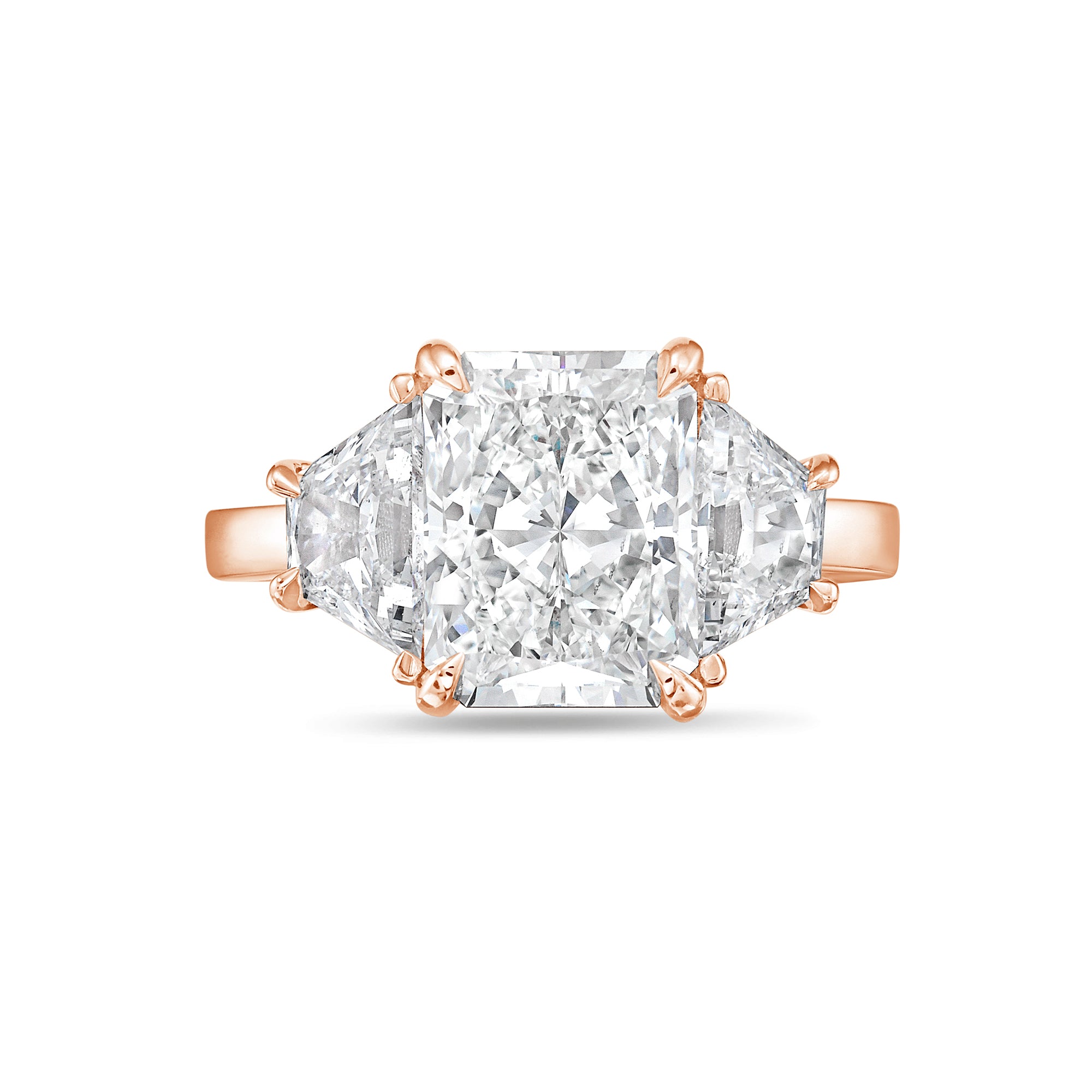 radiant cut with side stones ring