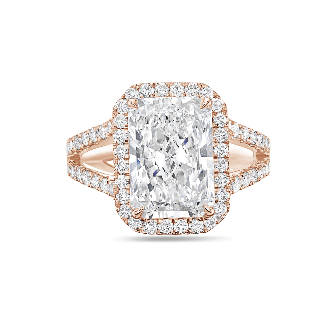 radiant engagement ring with halo