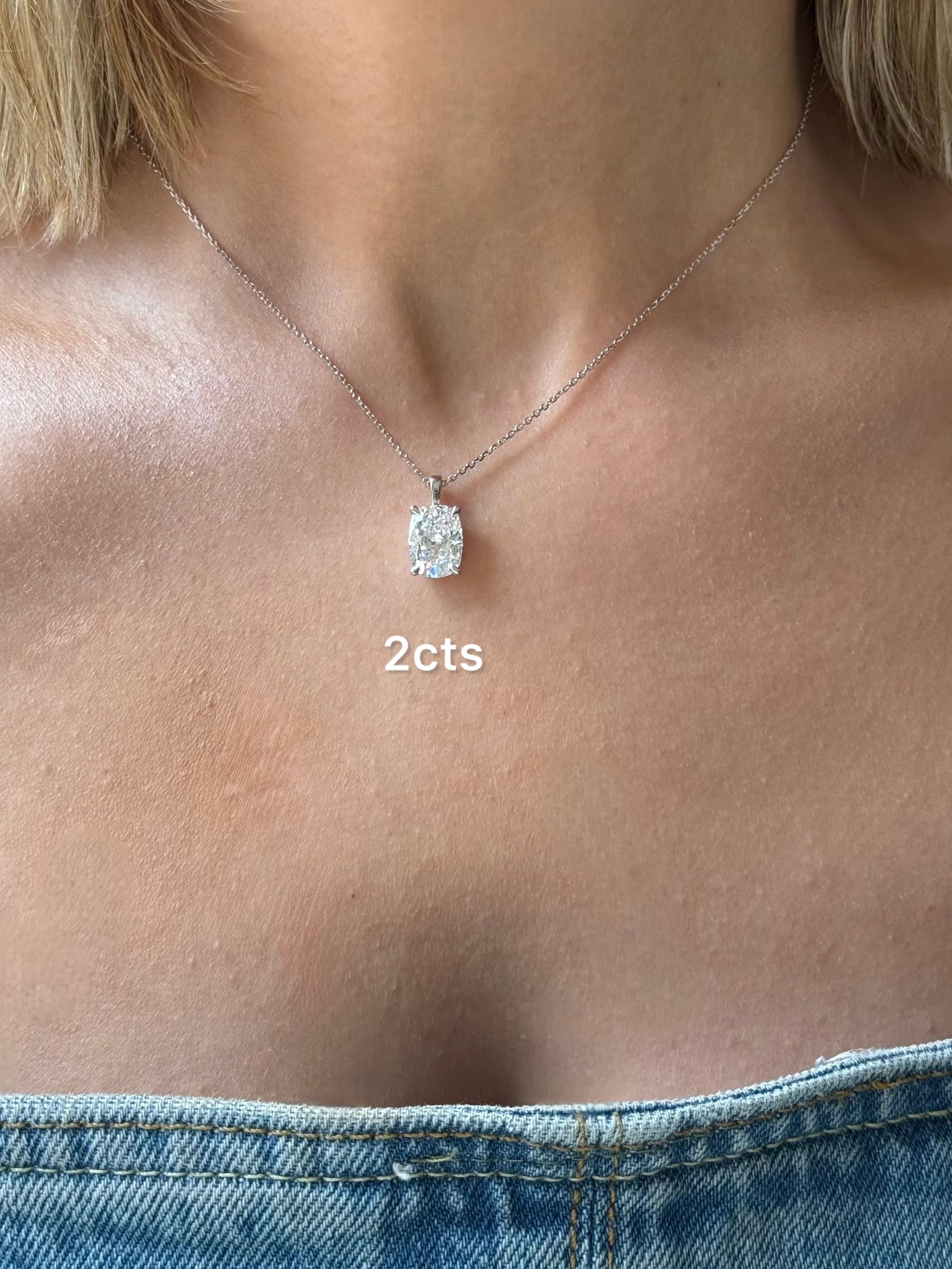 Lab Grown Cushion Diamond North South Pendant