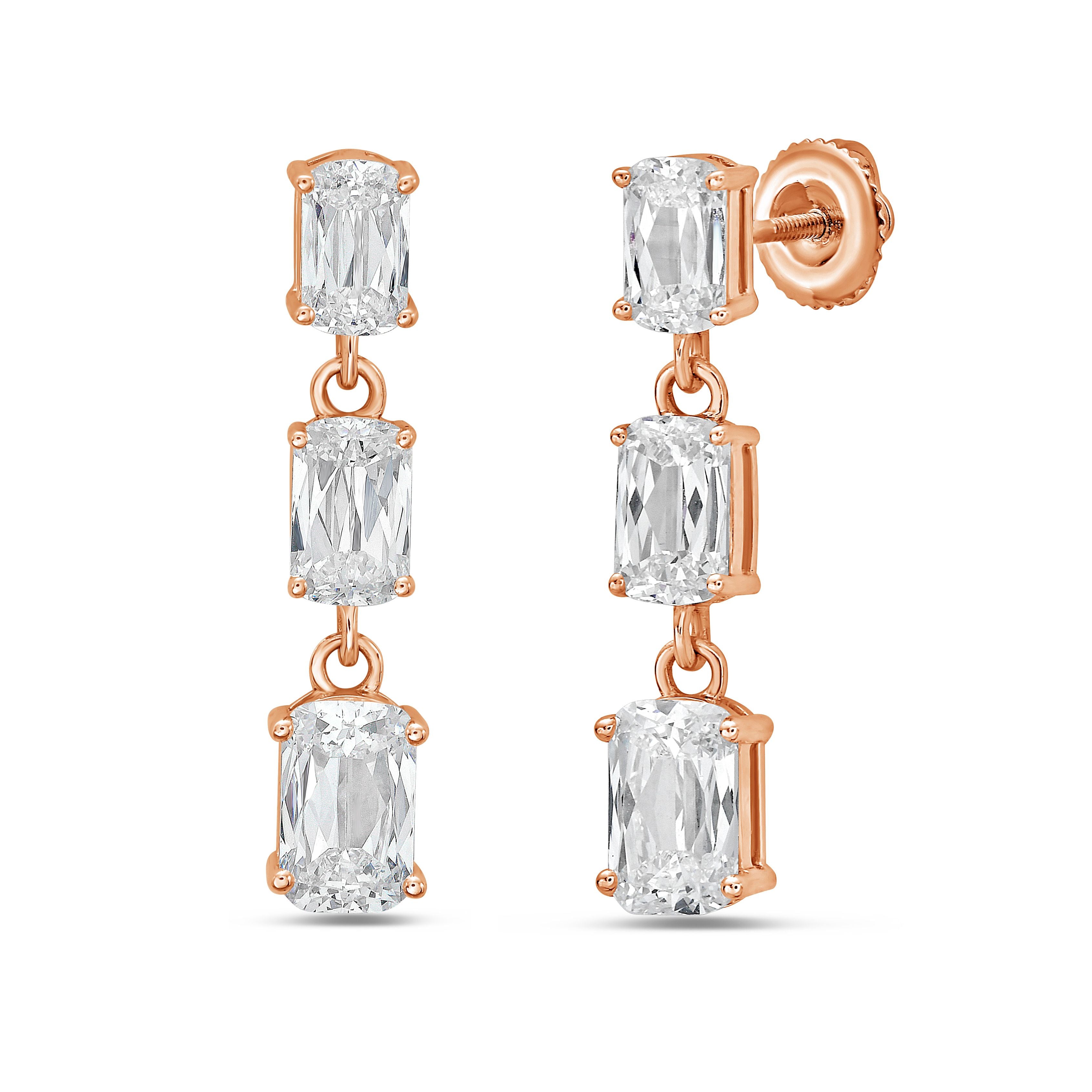 Lab Grown Briolette Cut Diamibd Earrings