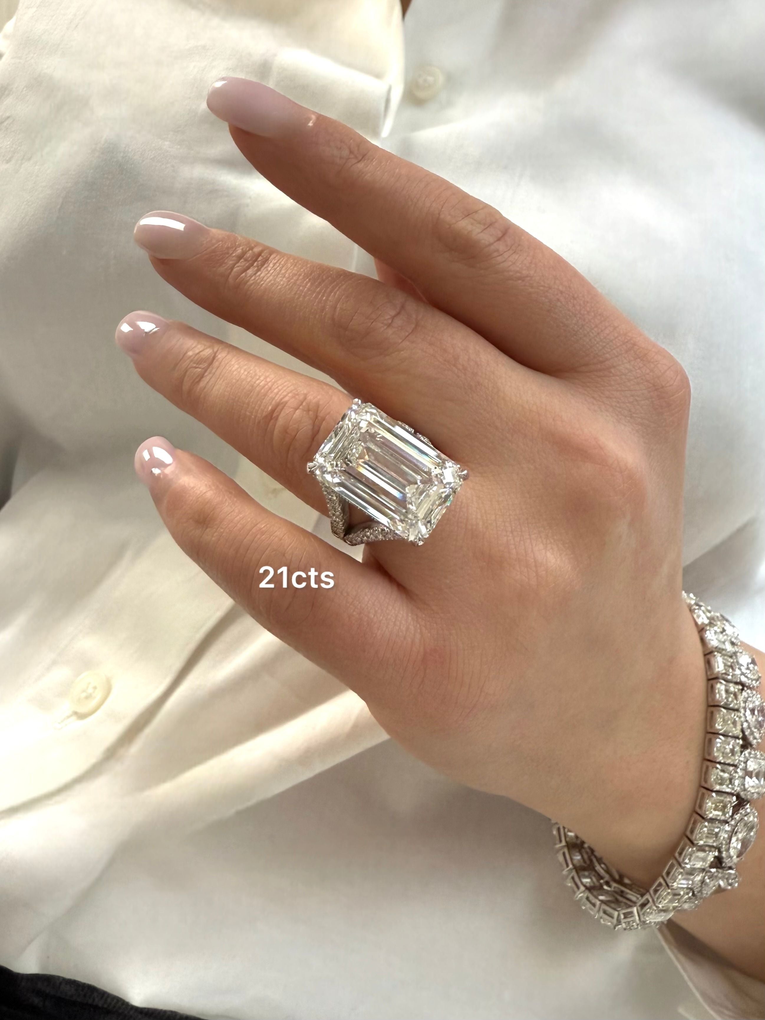 Lab Grown Emerald Cut Split Shank Engagement Ring