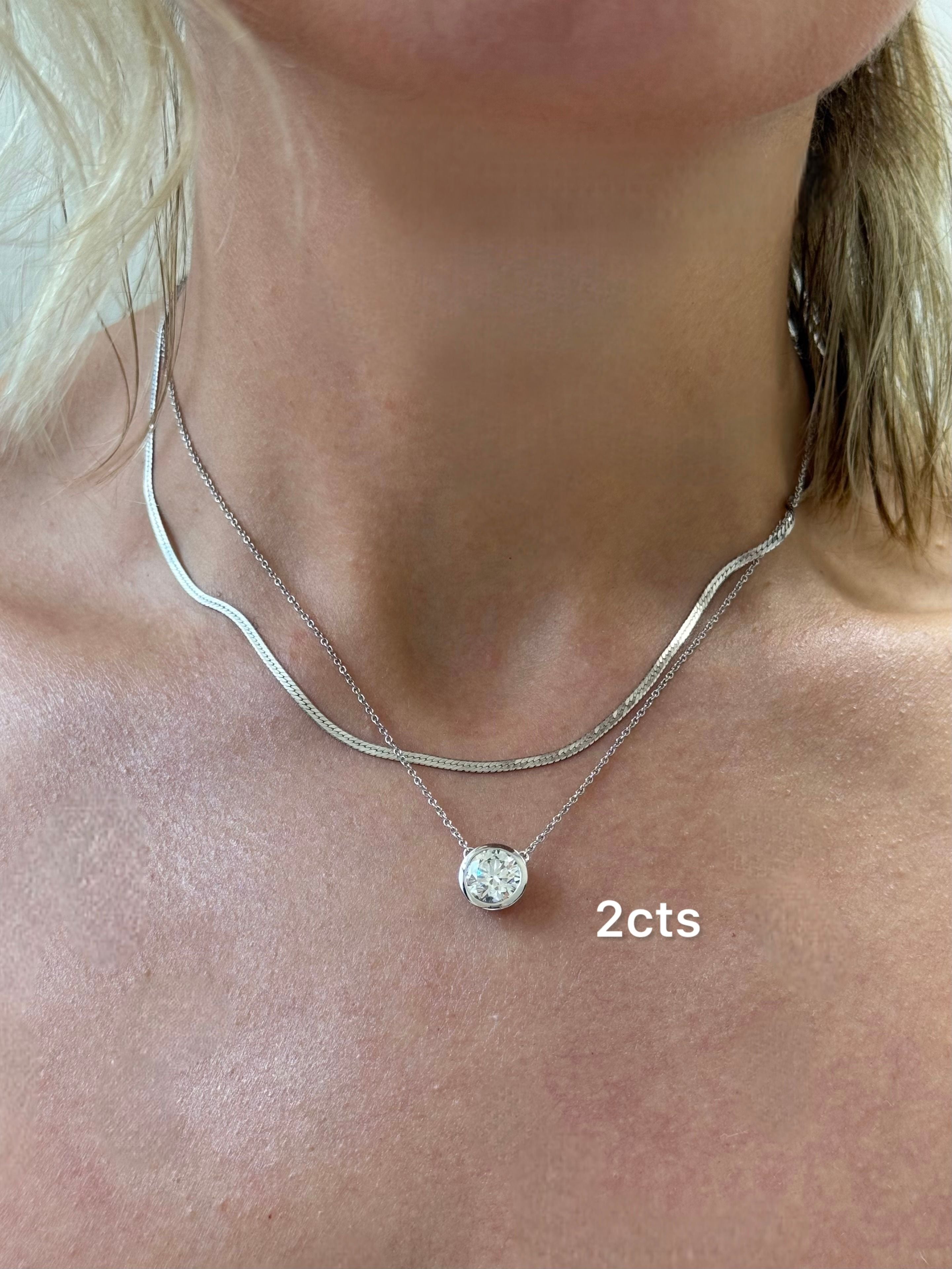 Lab Grown Round Diamond Bezel Pendant