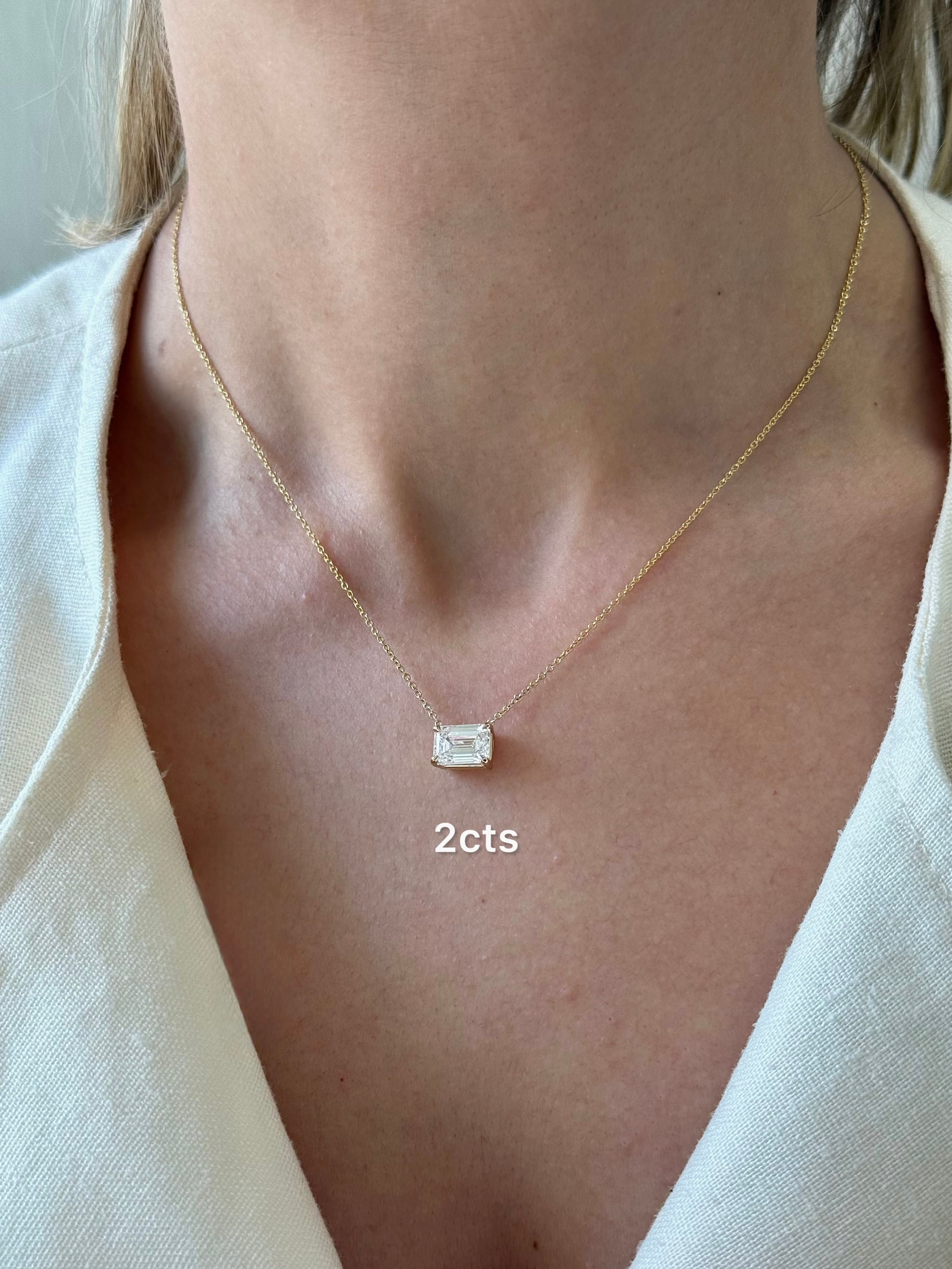 Lab Grown Diamond EAST WEST EMERALD Cut Pendant