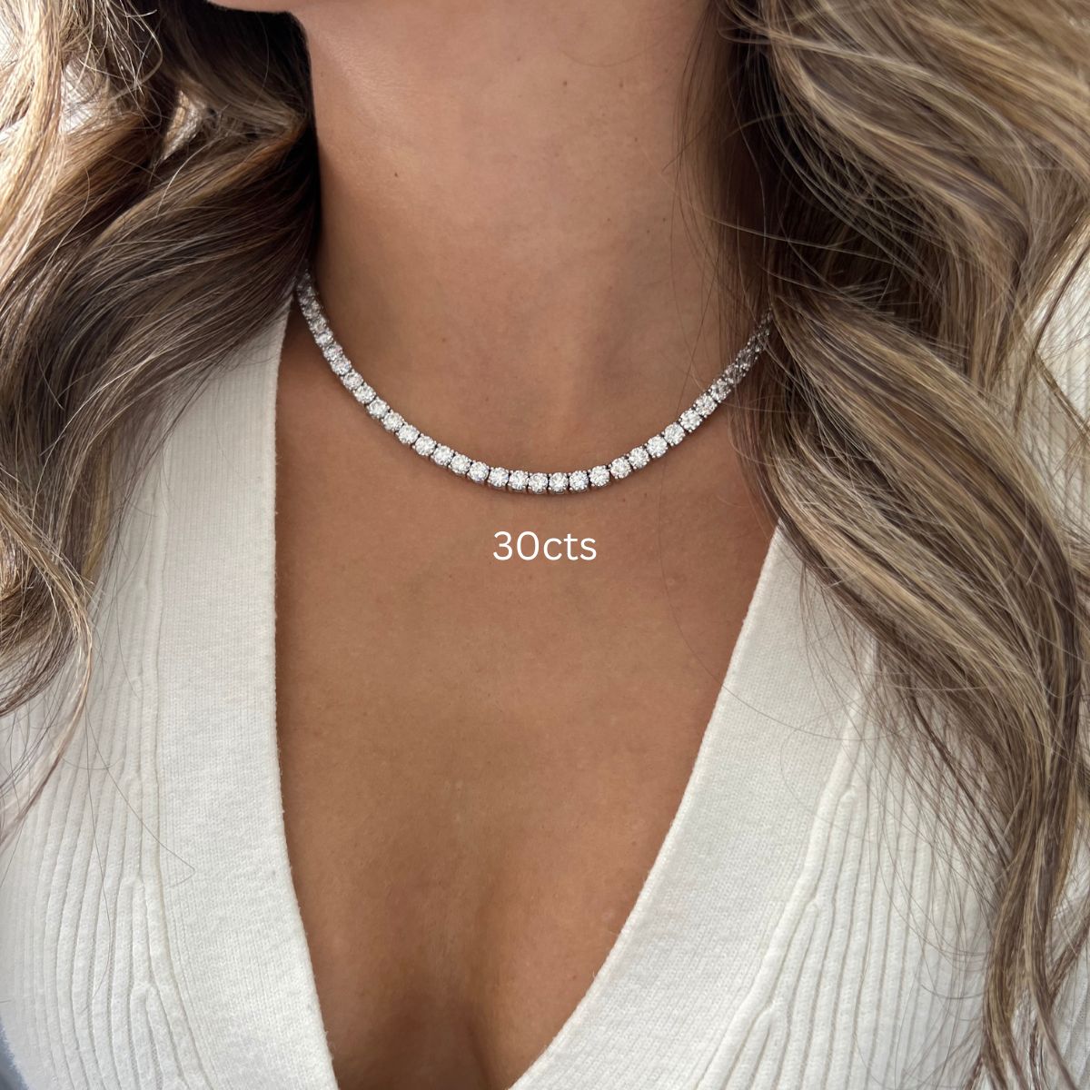 tennis diamond necklace 30cts