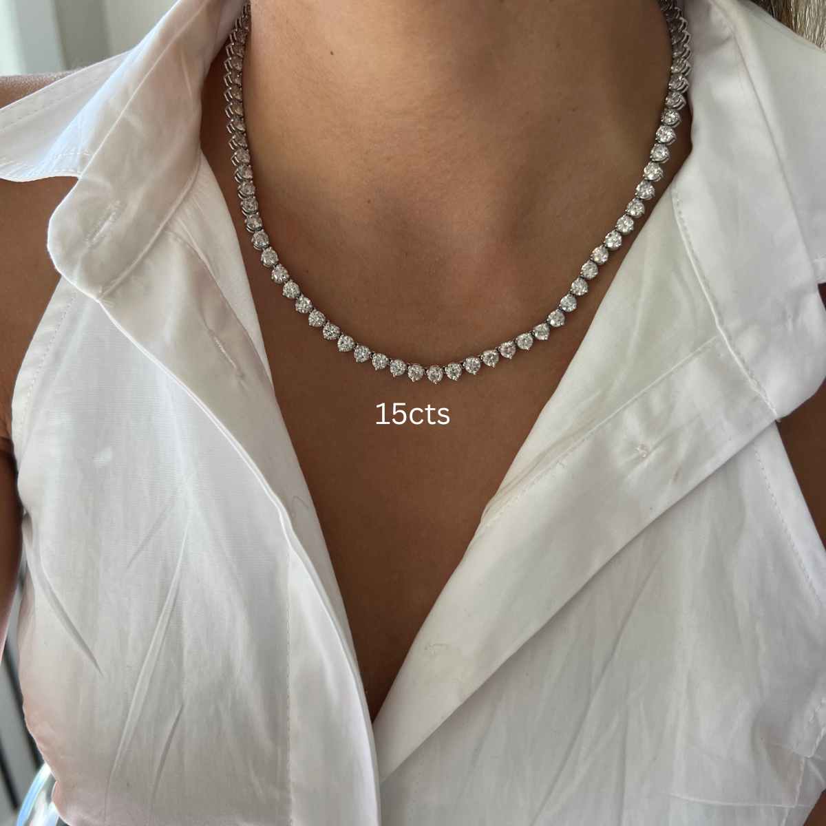 three prong tennis necklace