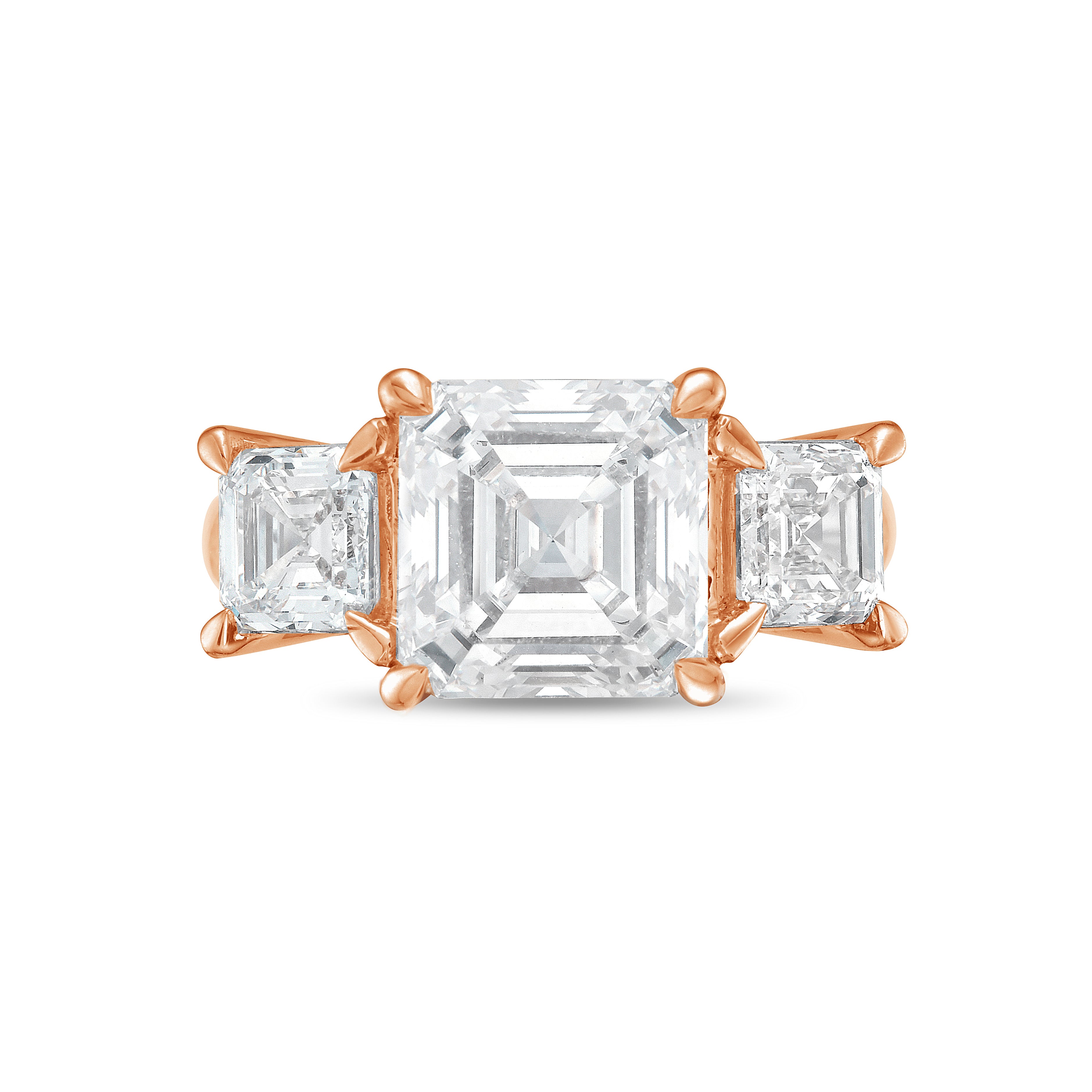 three stone asscher cut diamond ring