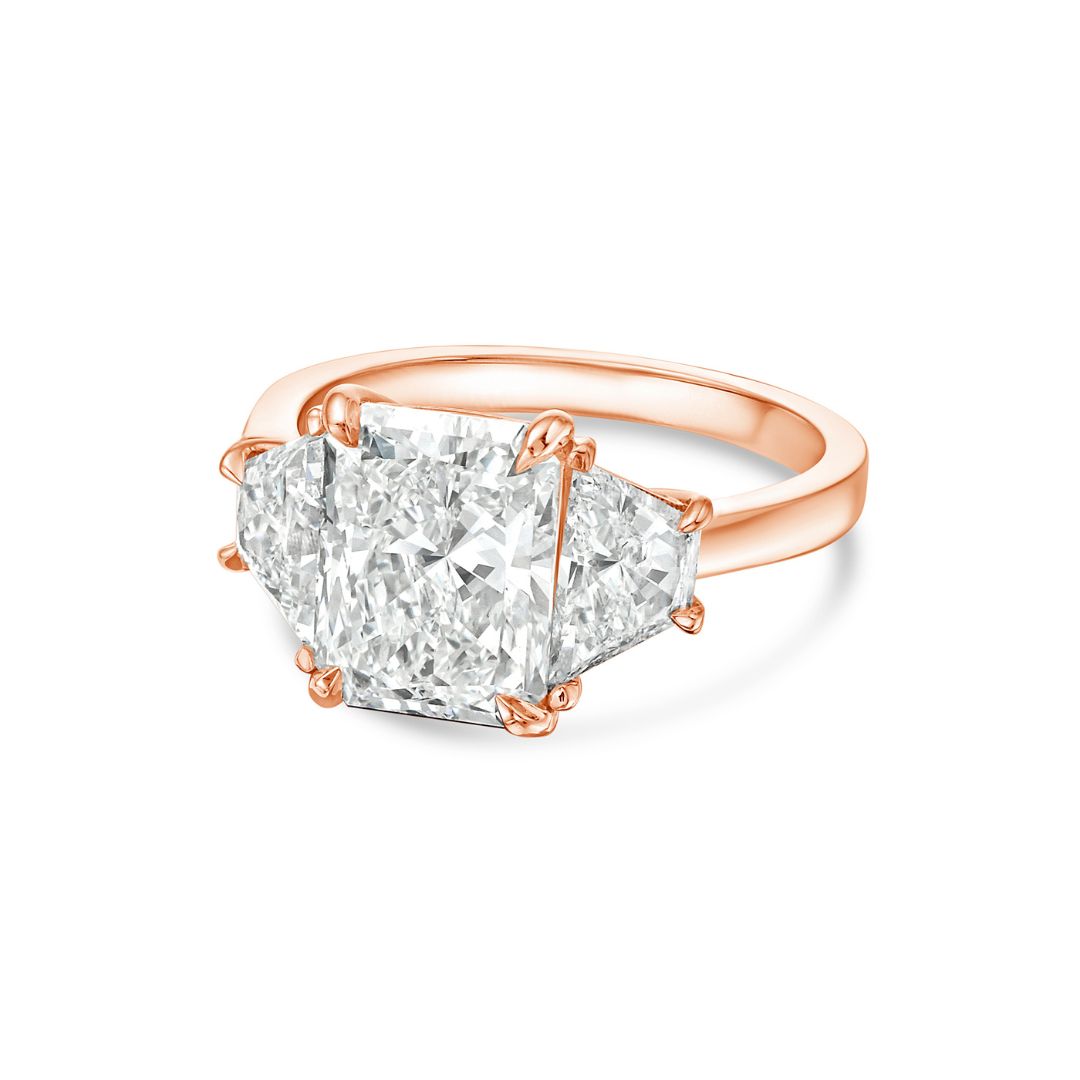 three stone radiant engagement ring