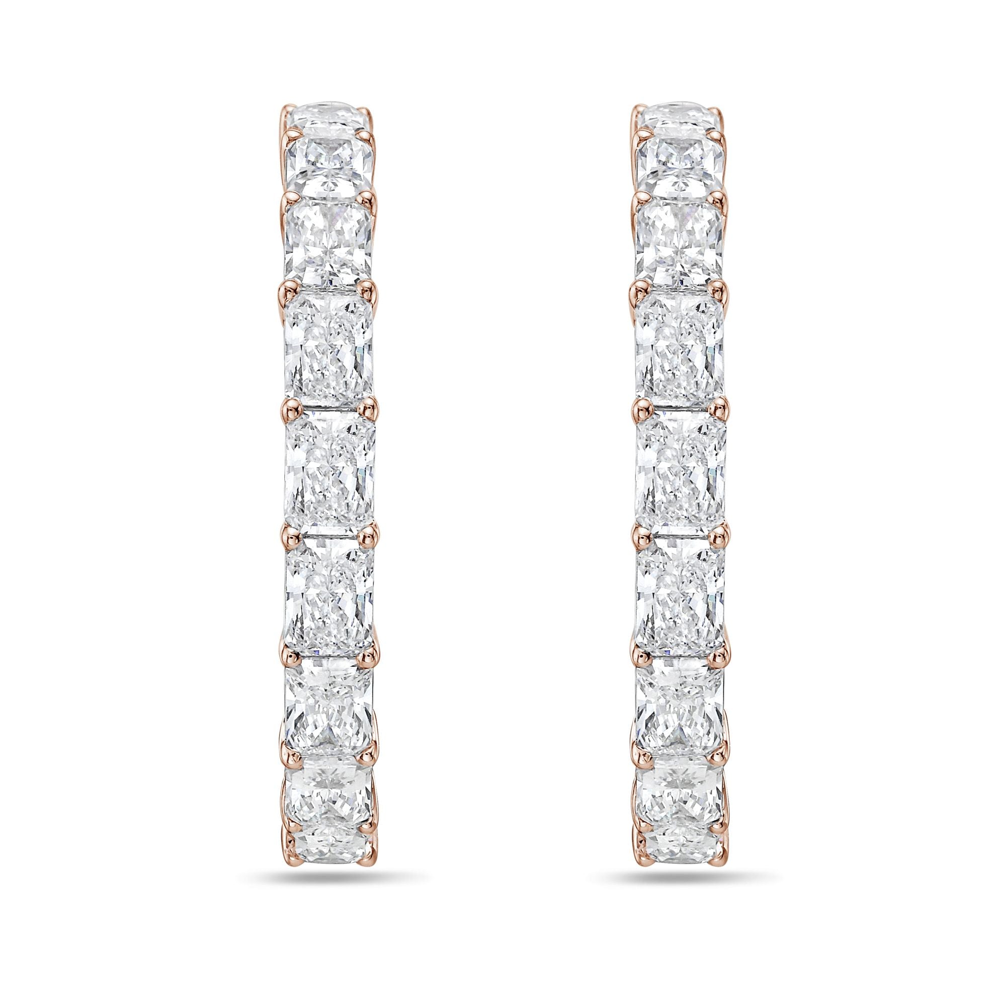 Lab Grown Radiant Diamond Hoop Earrings - 1.50"