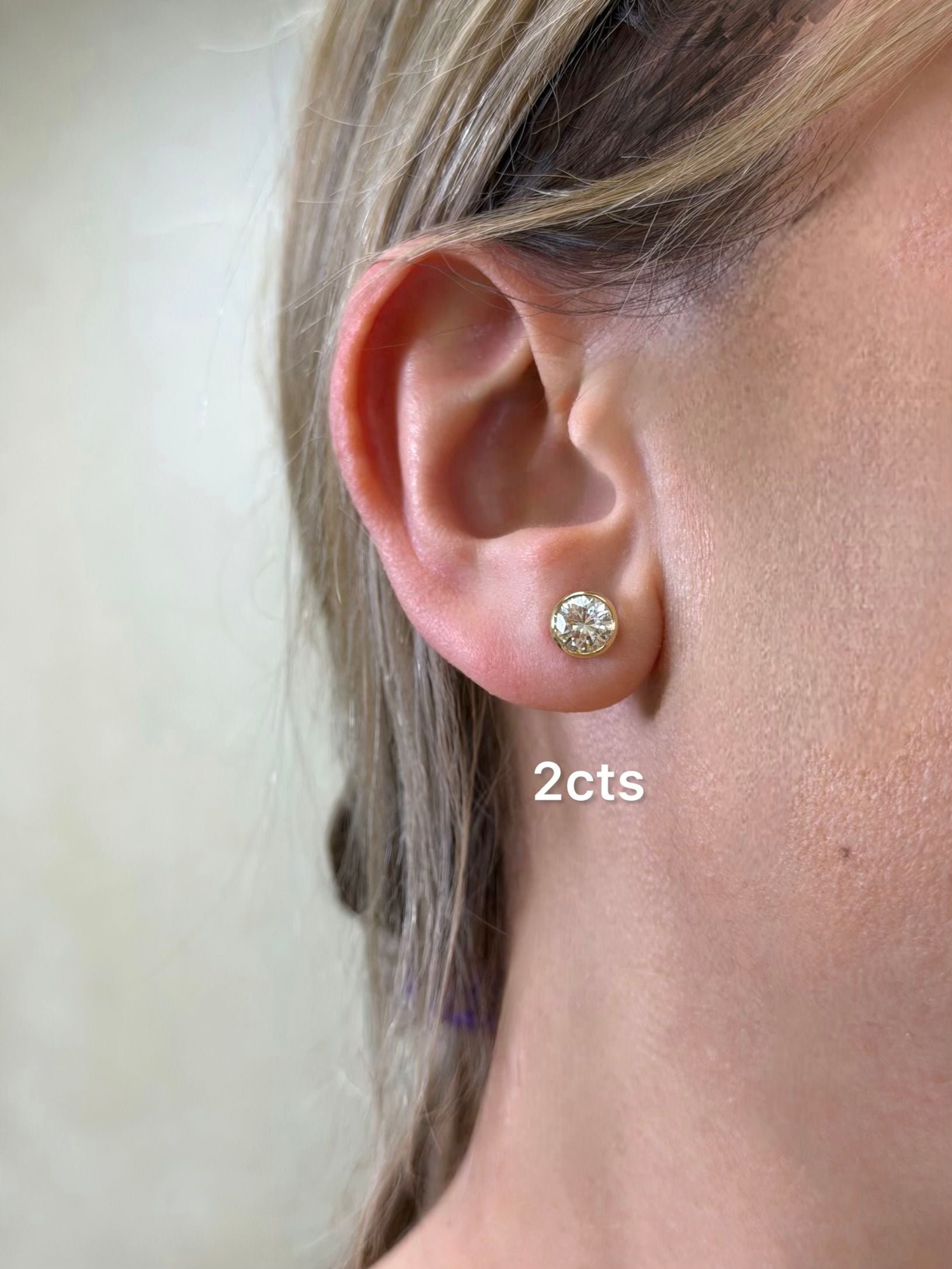 Lab Grown Bezel Round Diamond Studs