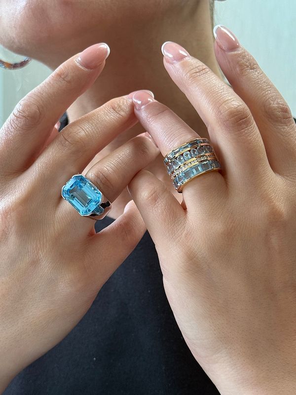 Blue Topaz Eternity Multi Ring