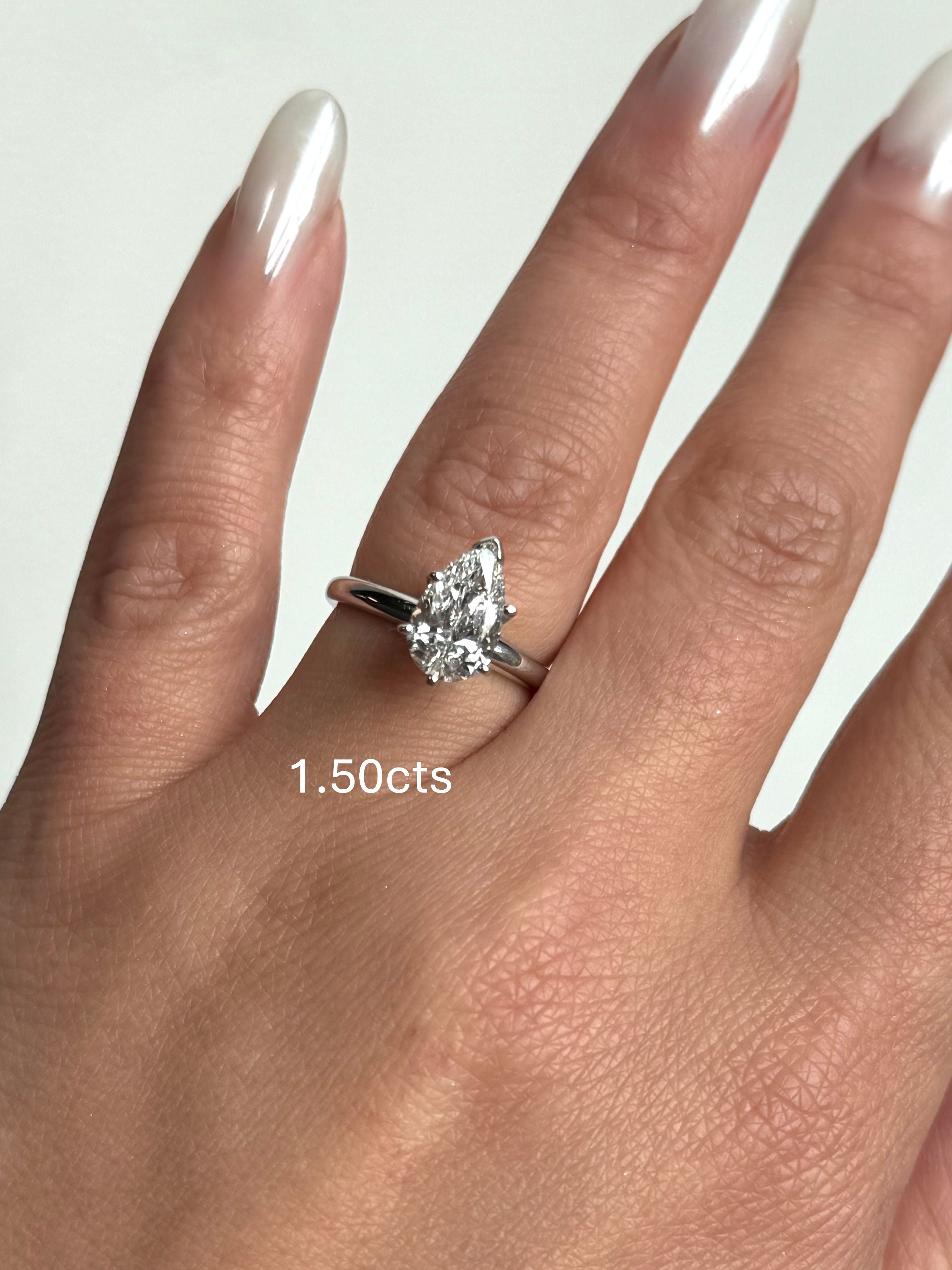 Lab Grown Pear Diamond Solitaire Engagement Ring
