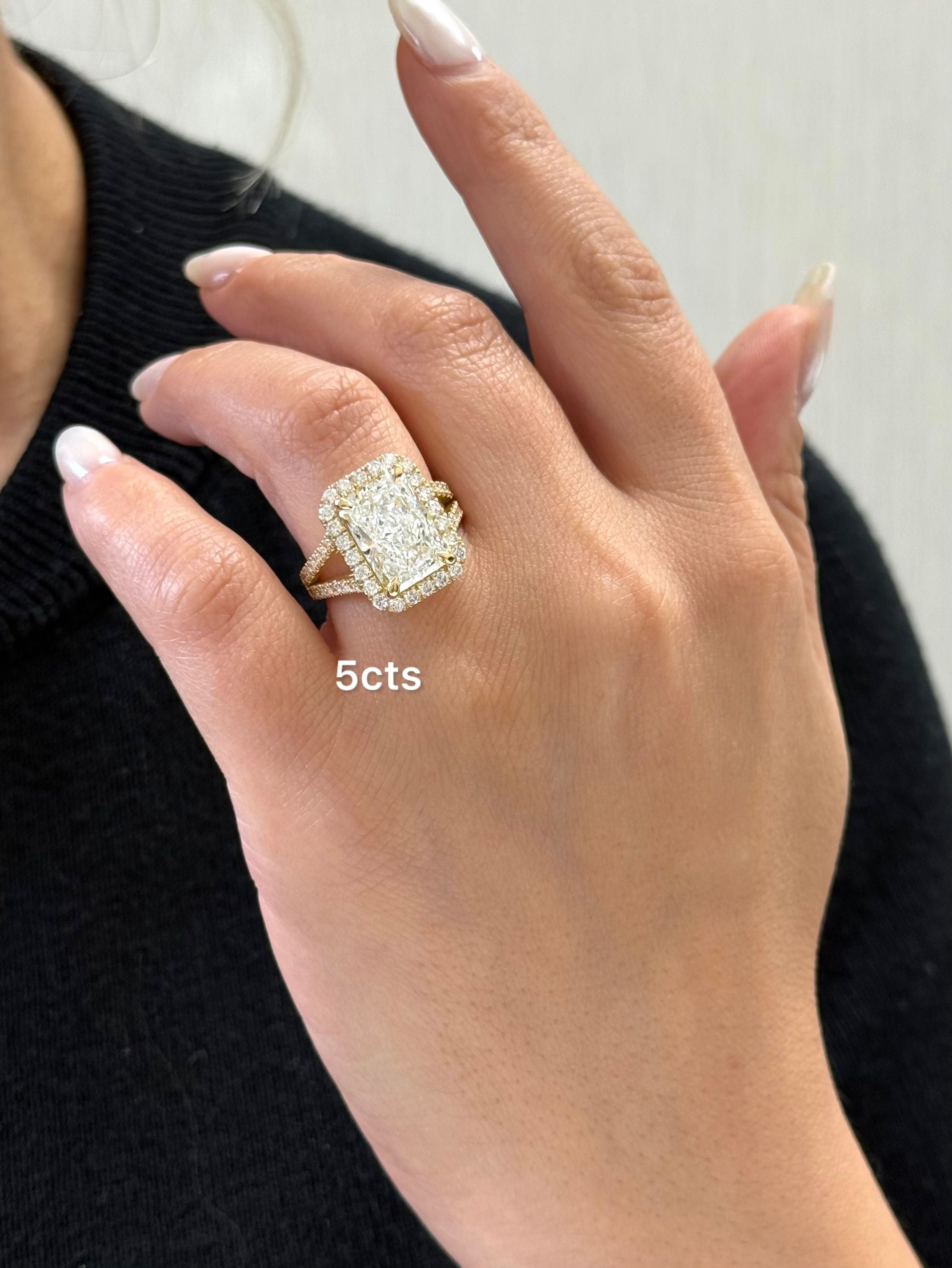 Lab Grown Radiant Halo Diamond Engagement Ring