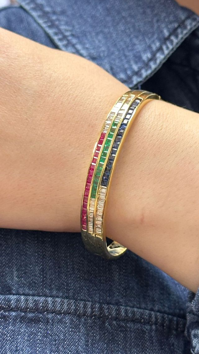 Tri Colored Gemstone Bangle