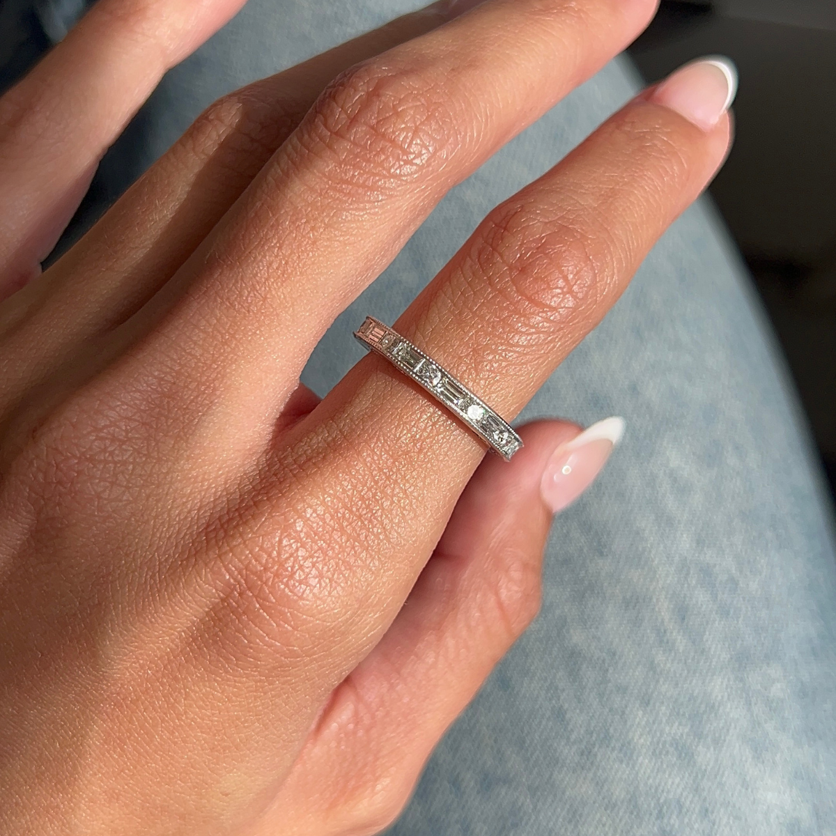 Round and Baguette Diamond Eternity Band