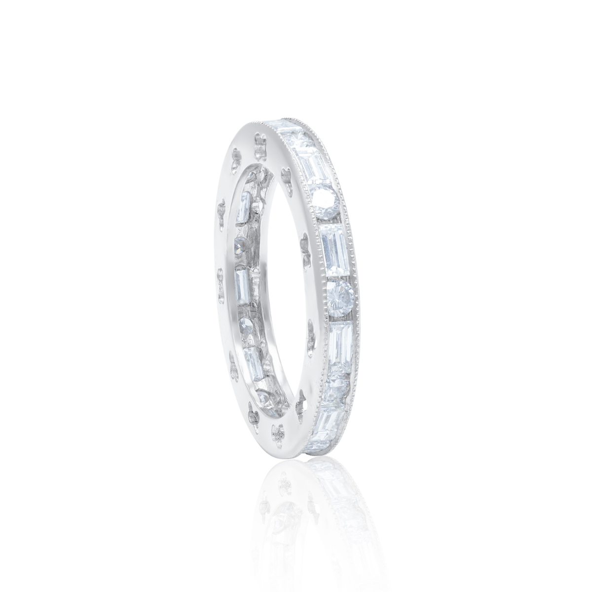 Round and Baguette Diamond Eternity Band