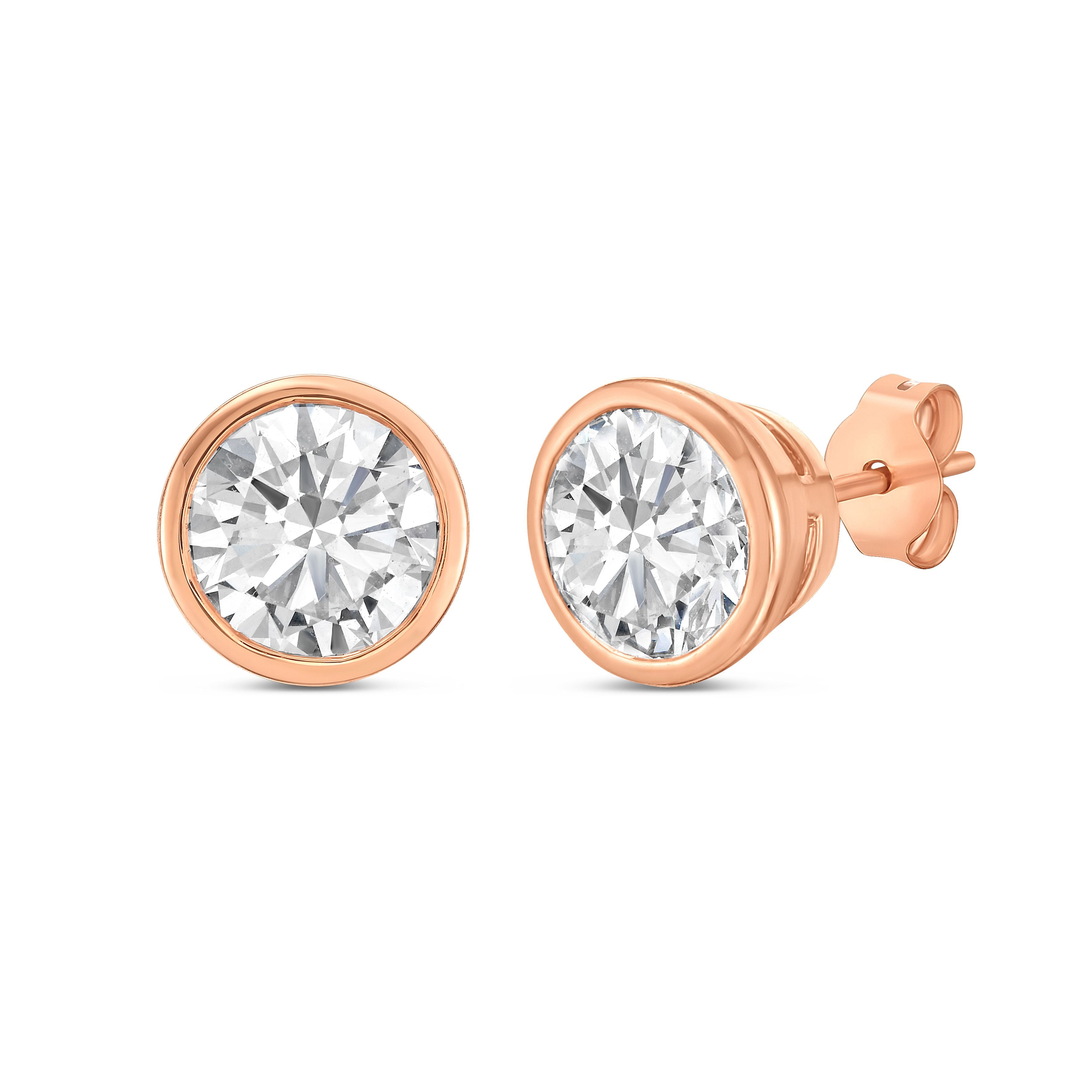Lab Grown Bezel Round Diamond Studs