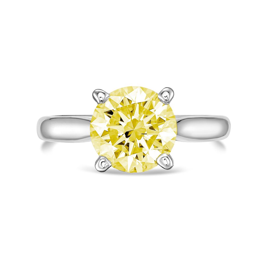 Lab-Grown Yellow Round Diamond Solitaire Ring, 14k Gold