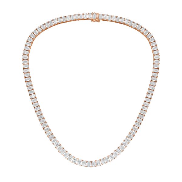 Lab Grown Emerald Cut Tennis Necklace