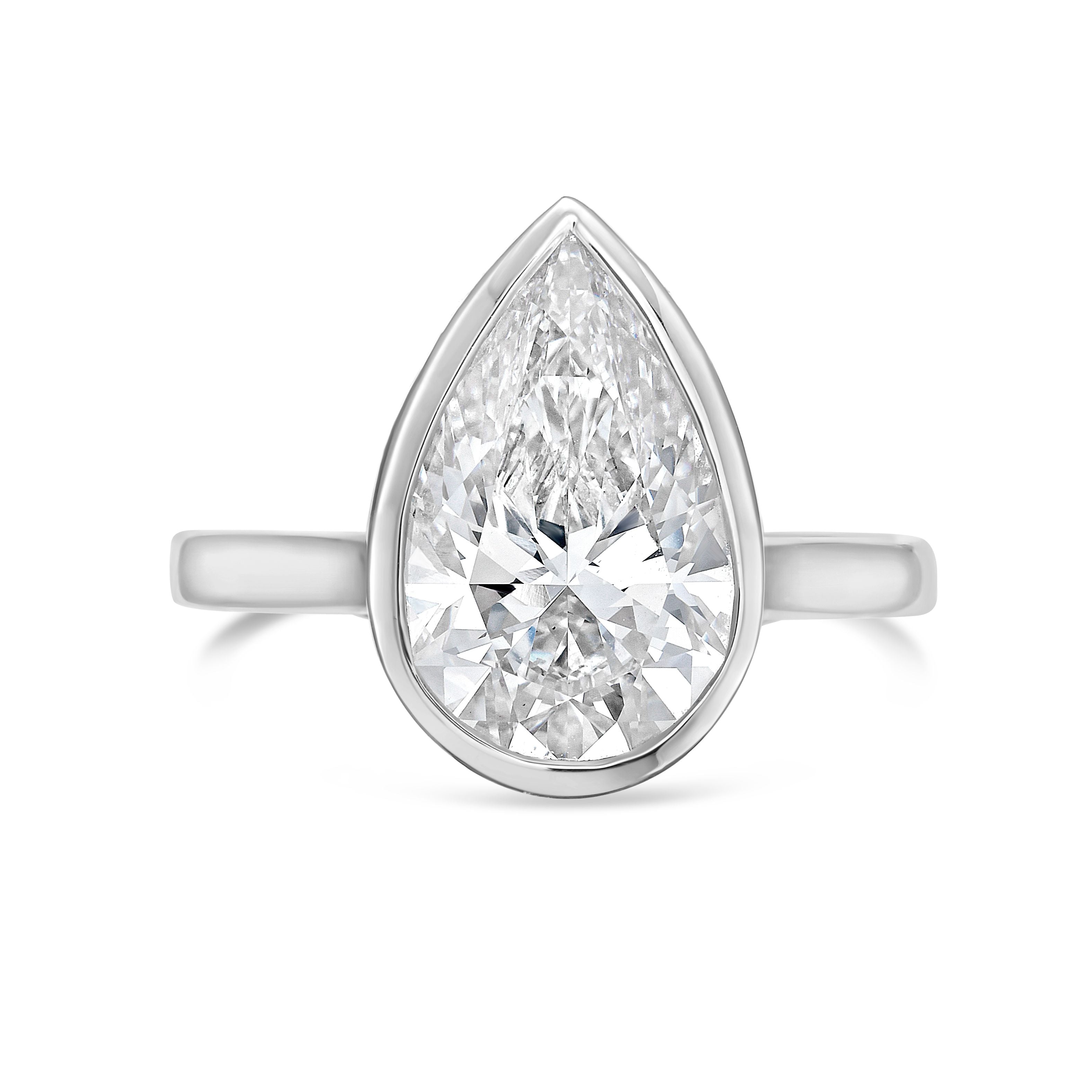Lab-Grown Pear Bezel Ring