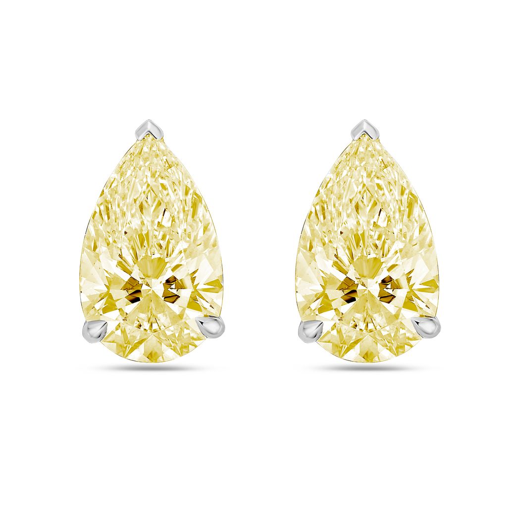 Lab-Grown Yellow Pear Diamond Stud Earrings, 14K Gold