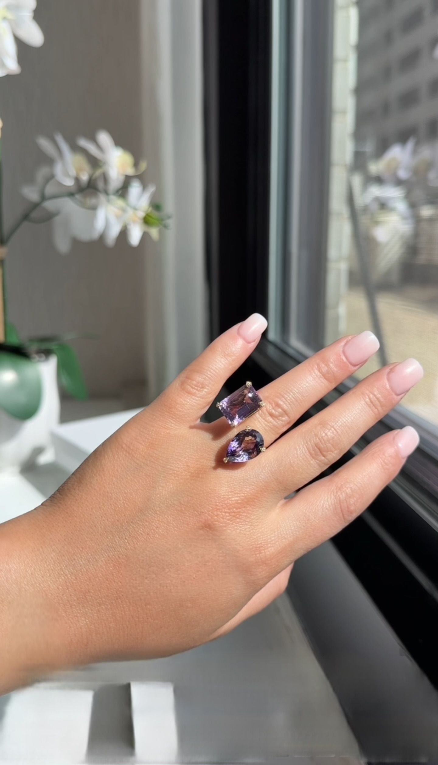 Amethyst Two-Stone Ring