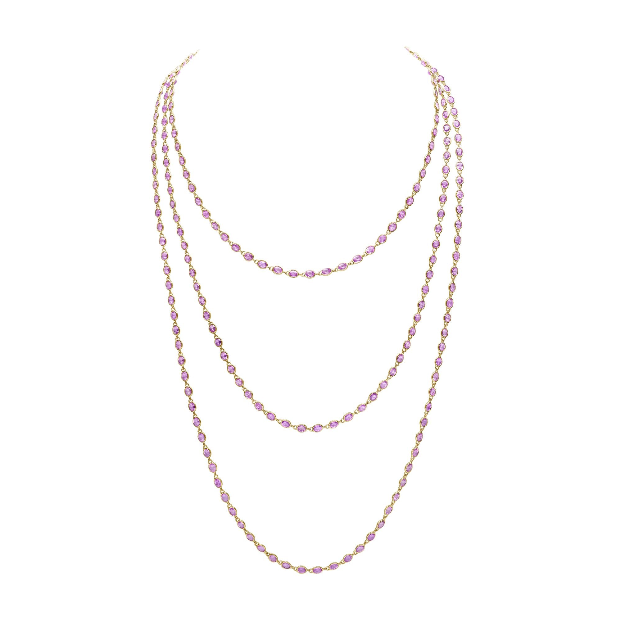 Oval Pink Sapphire Necklace