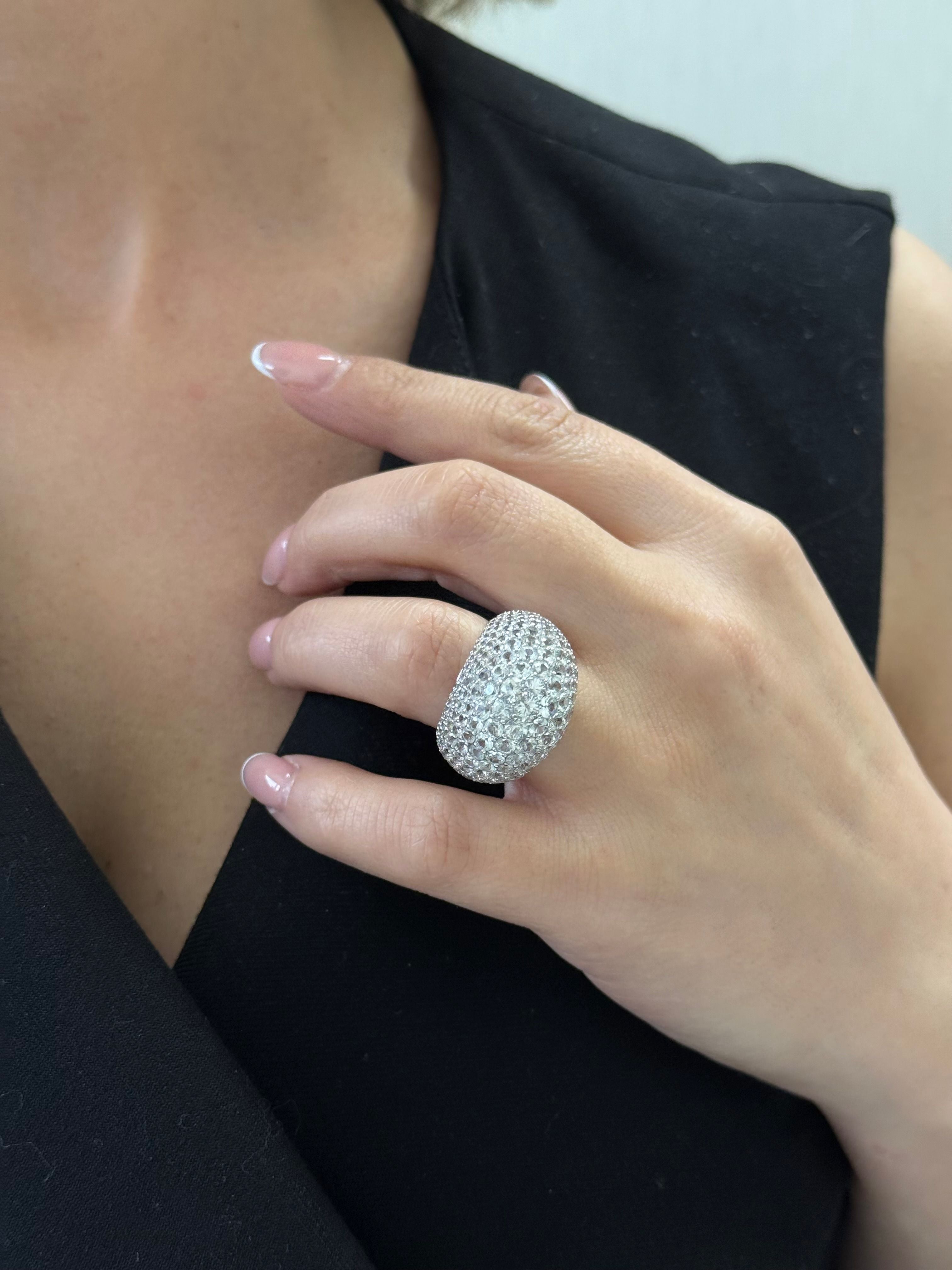 White Sapphire Dome Ring