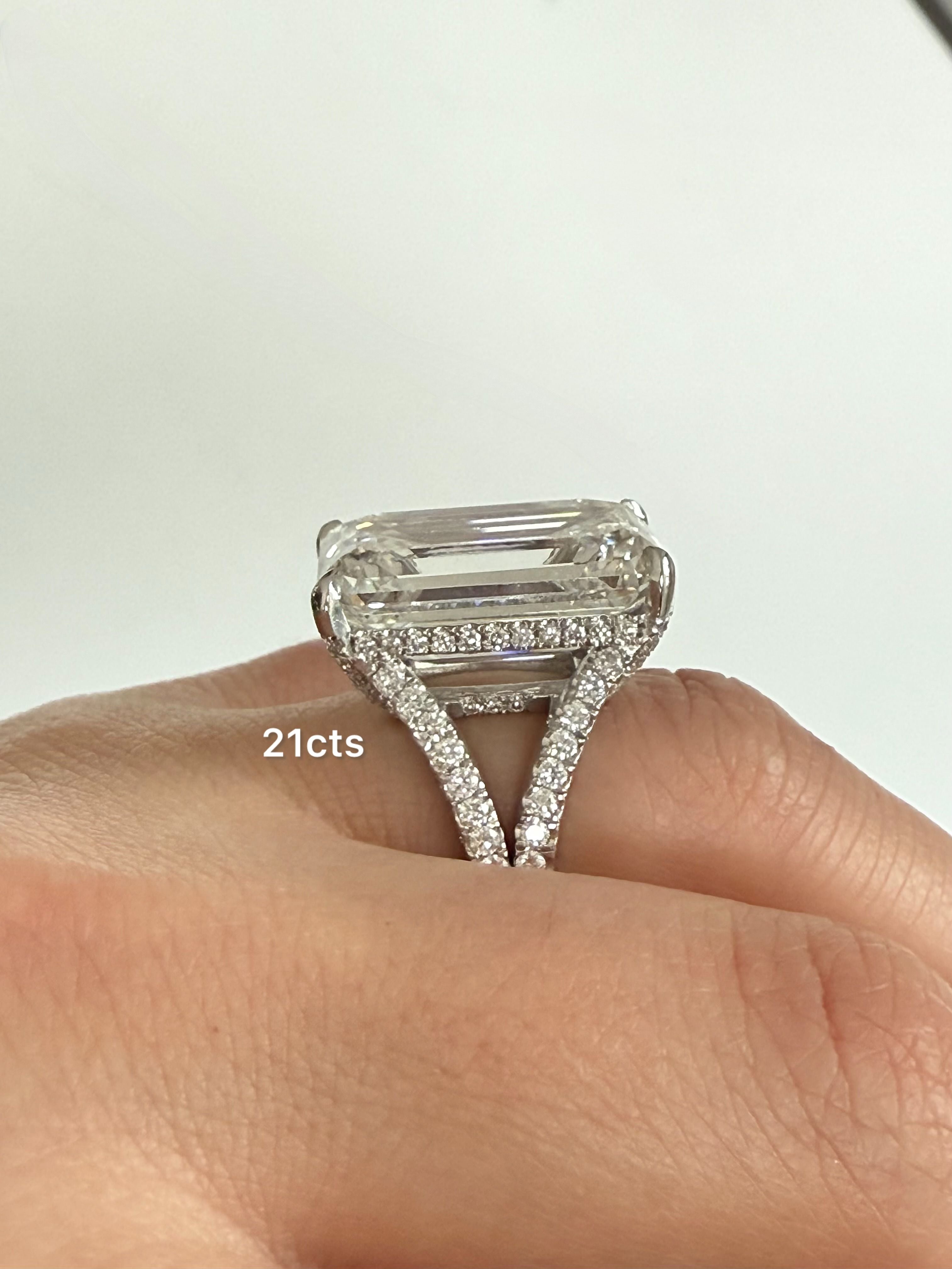 Lab Grown Emerald Cut Split Shank Engagement Ring