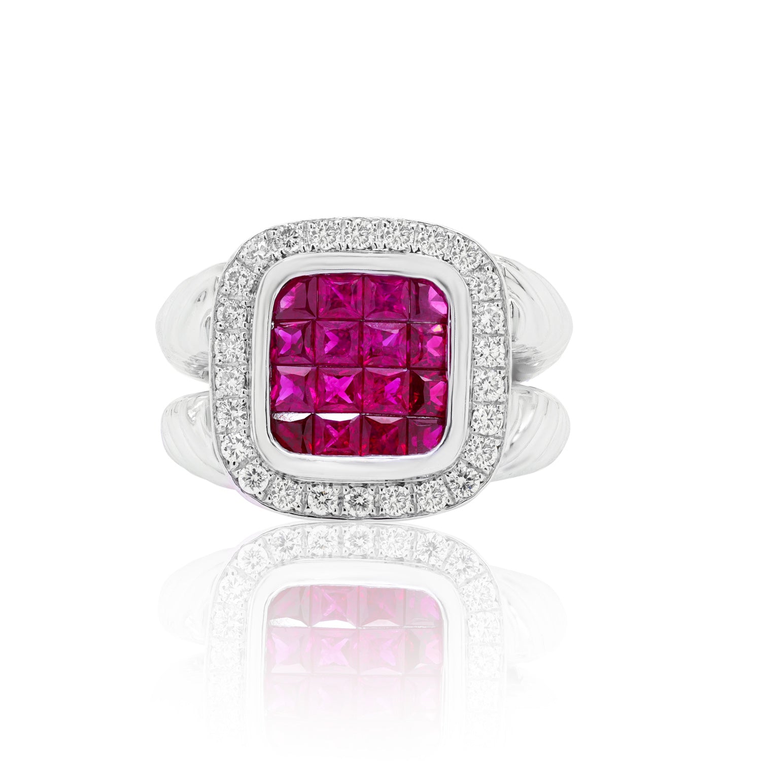 Ruby Diamond Halo Ring