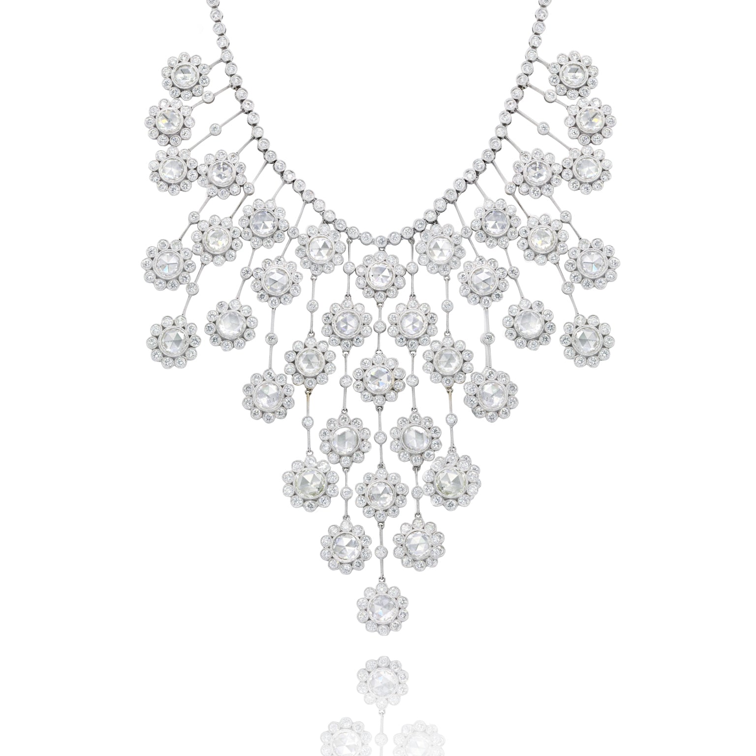 Rose Cut Diamond Flower Necklace