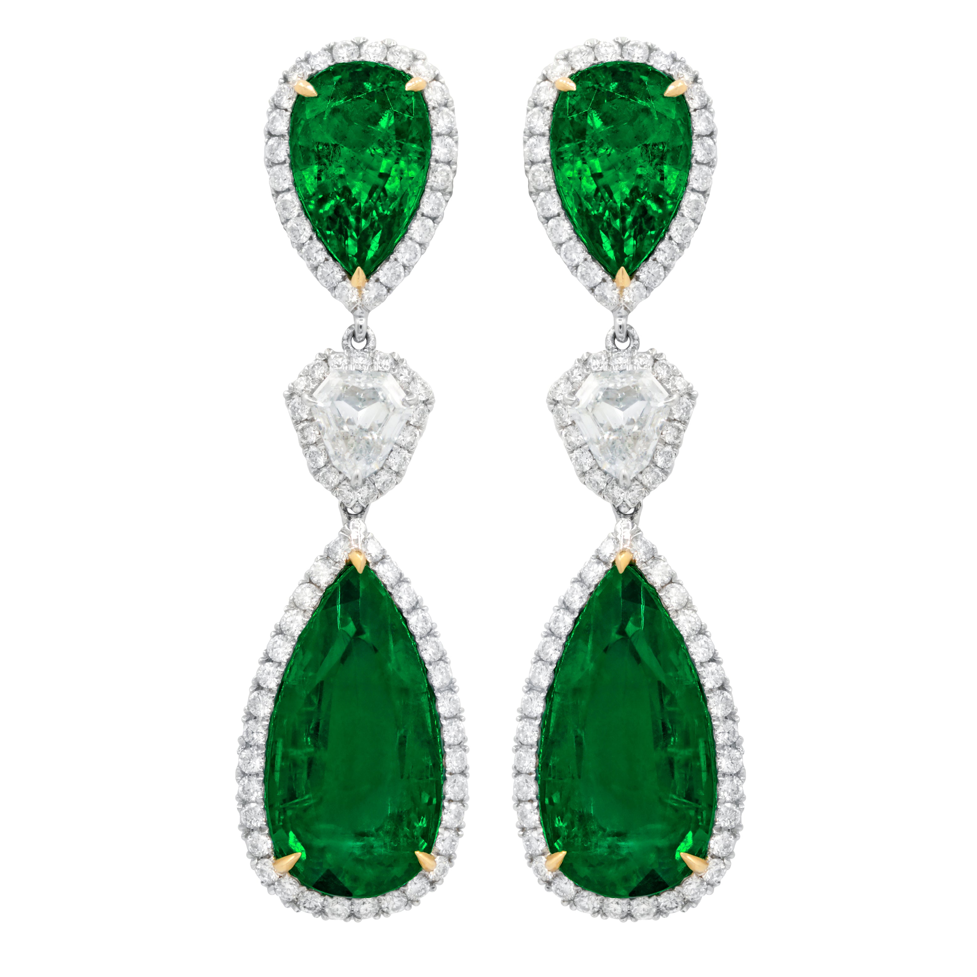 Emerald Halo Drop Earrings