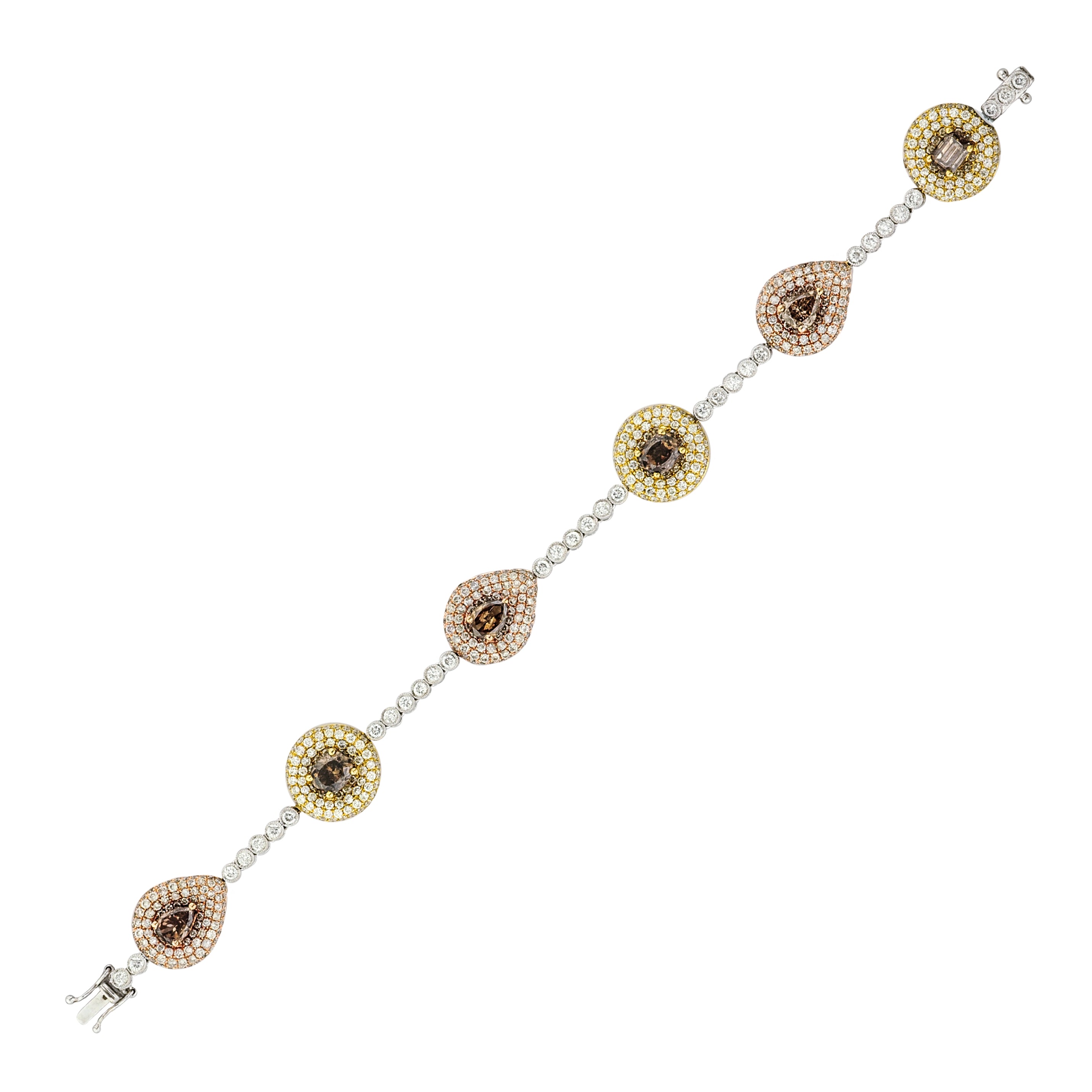 Two Tone Yellow Diamond Halo Bracelet