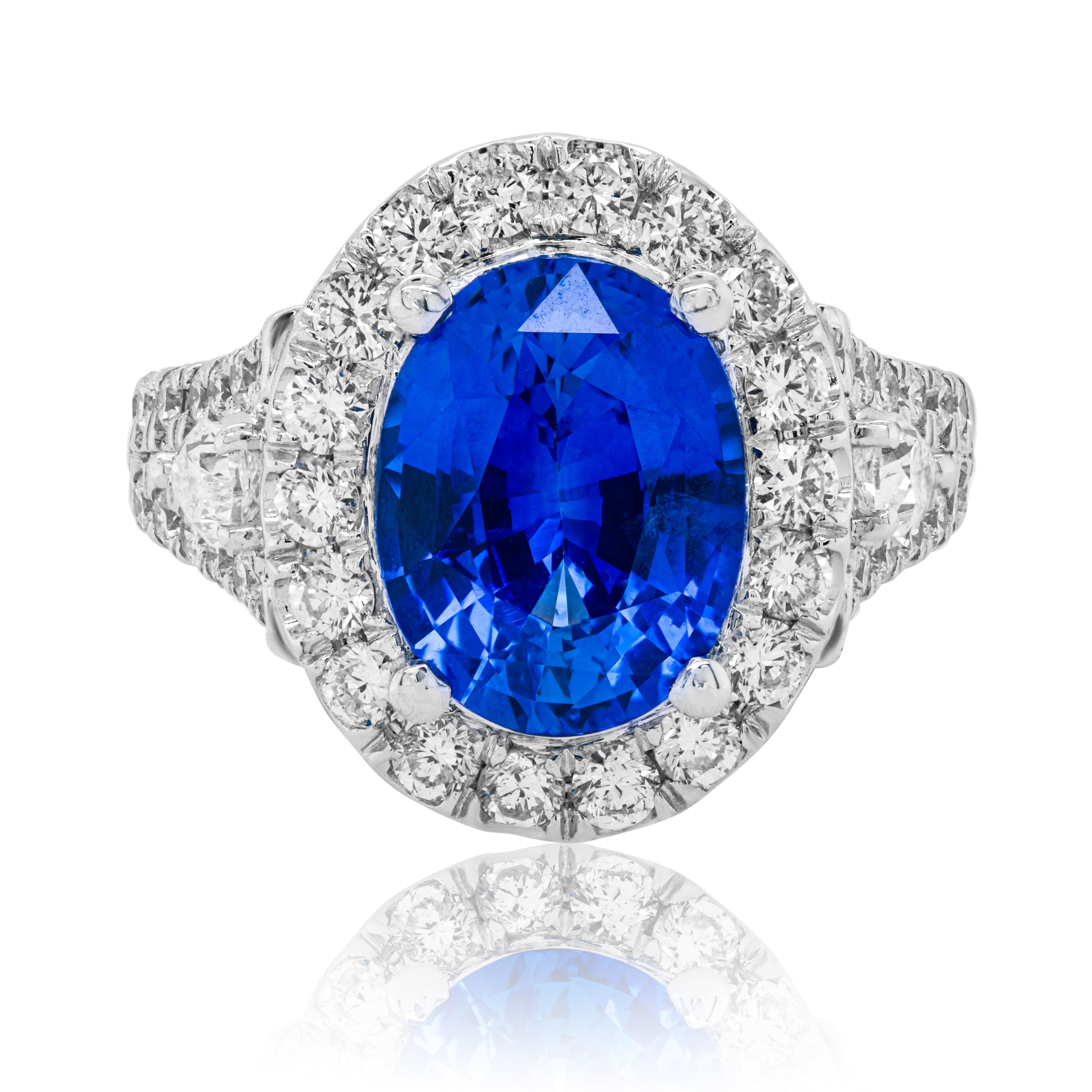 Sapphire Halo Diamond Ring
