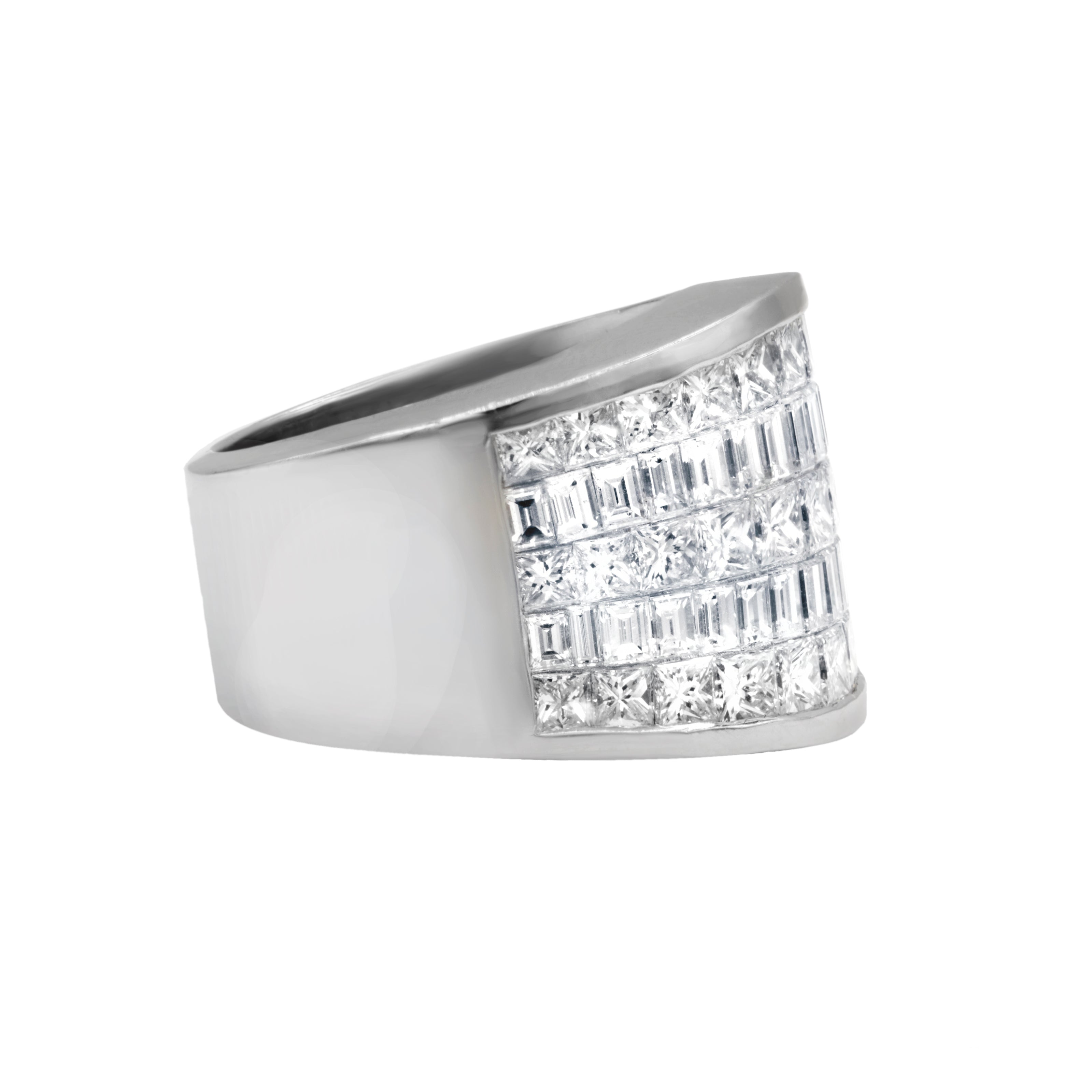 wide band bezel set diamond ring