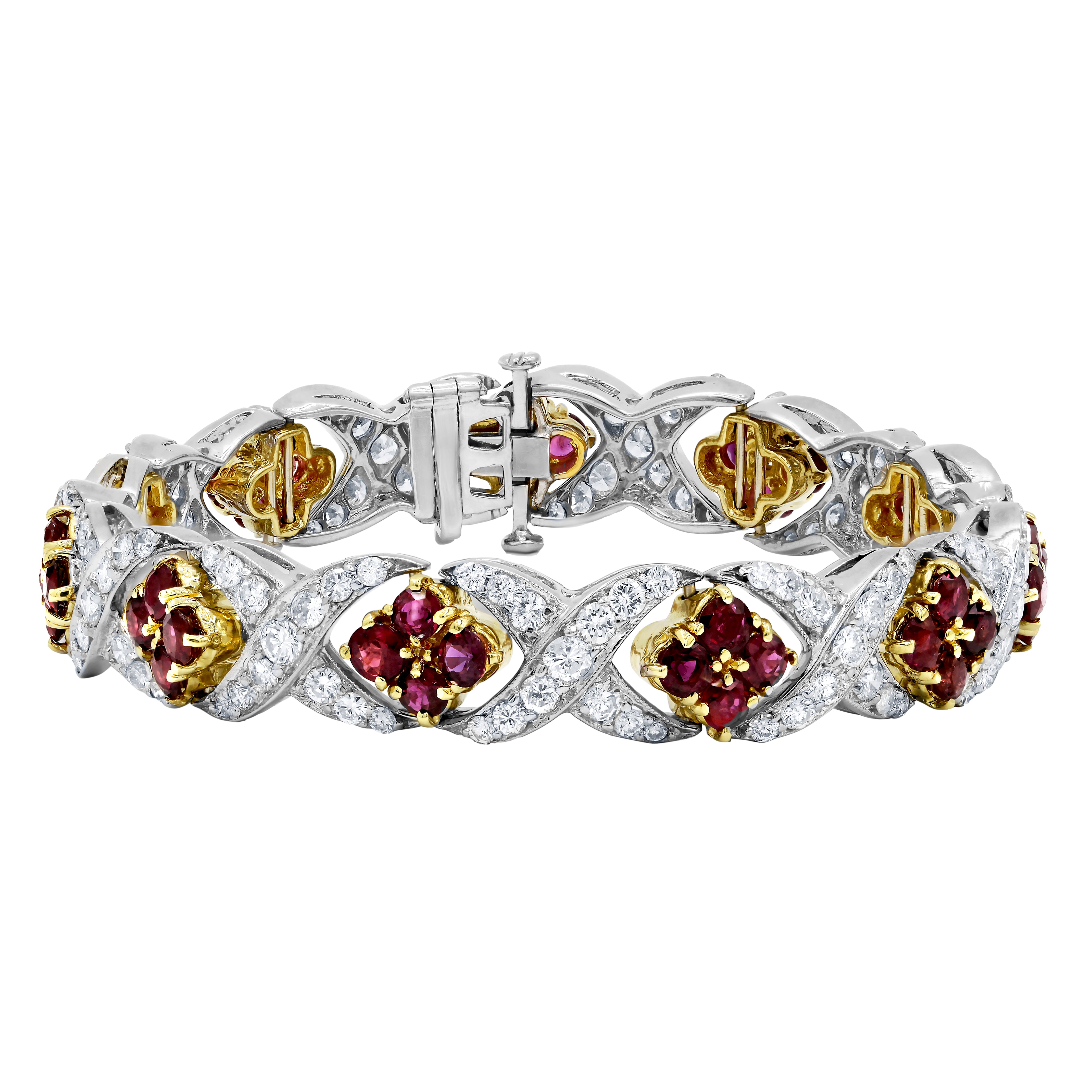 Two Tone Diamond & Ruby XOXO Bracelet