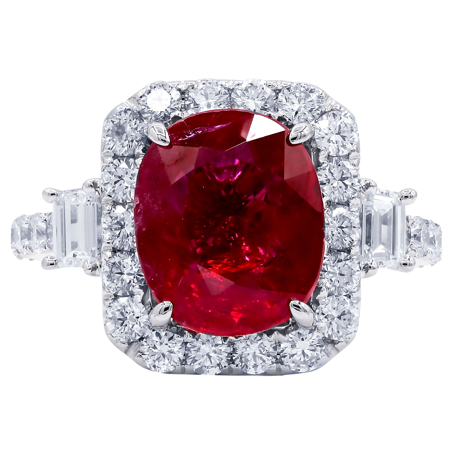 Ruby Ring With Diamond Halo