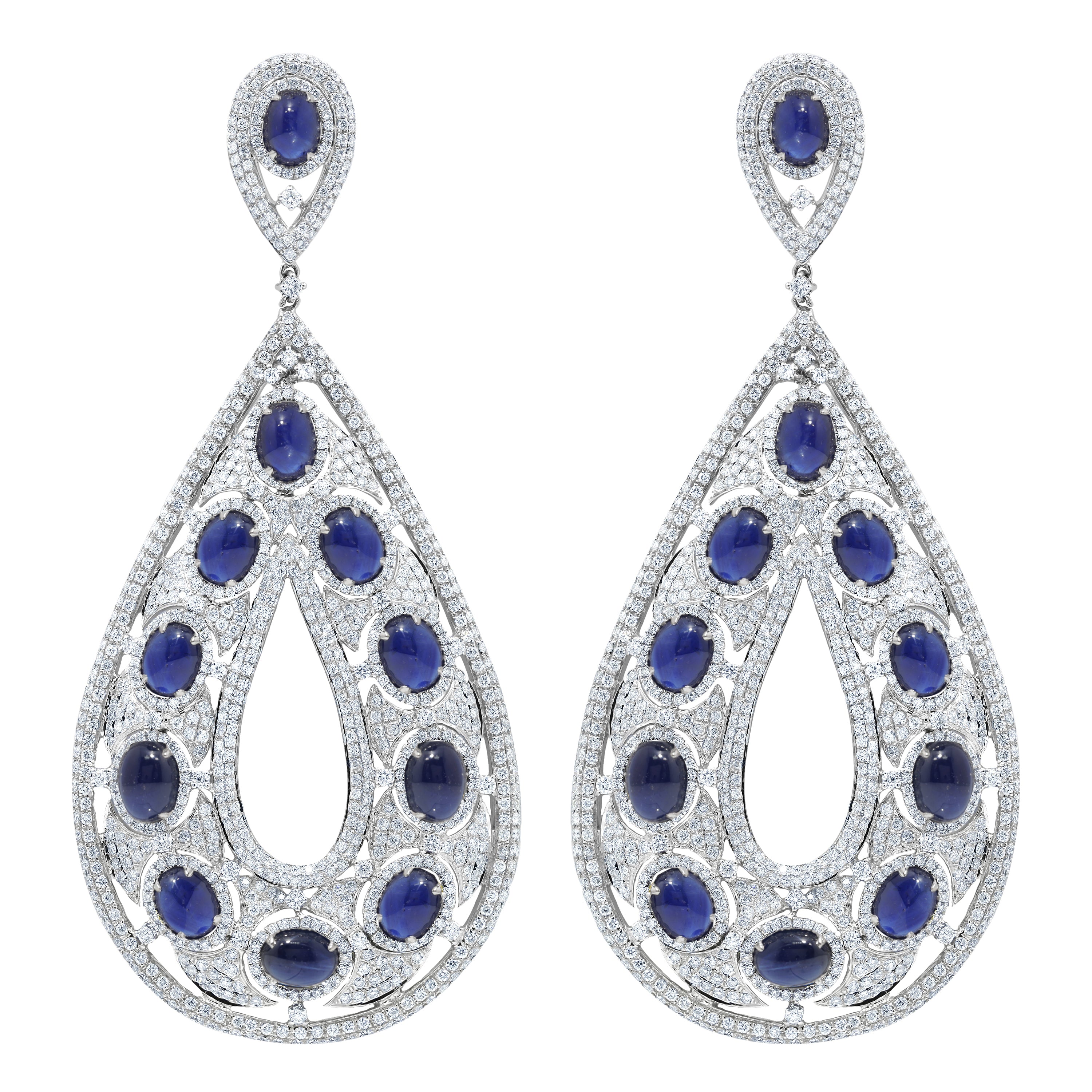 Sapphire Diamond Tear Drop Earring
