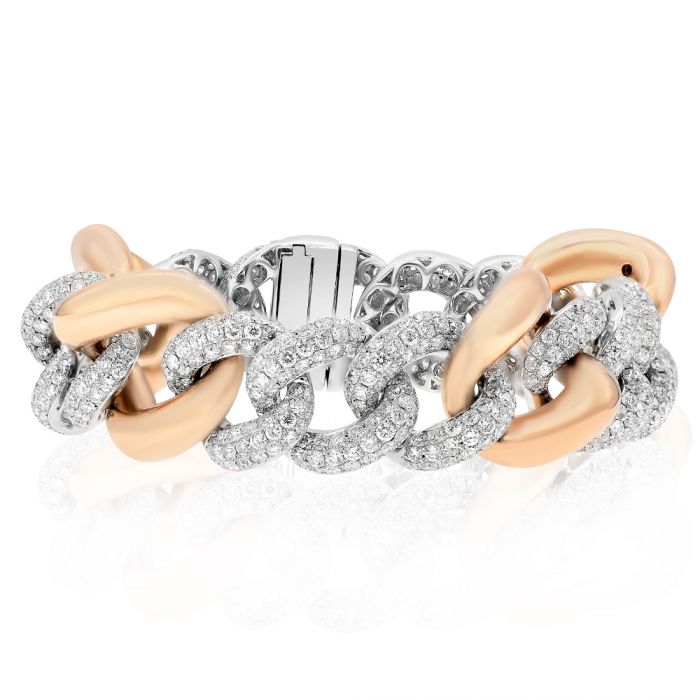 Two Tone Diamond Curb-Link Bracelet