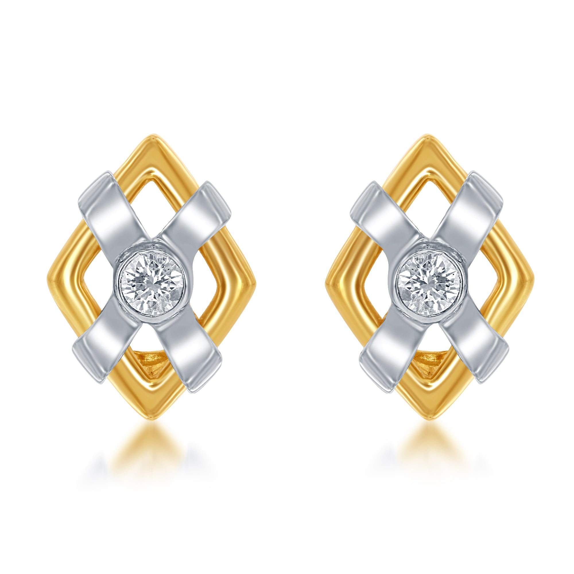 Two Tone Diamond Stud Kite Earring