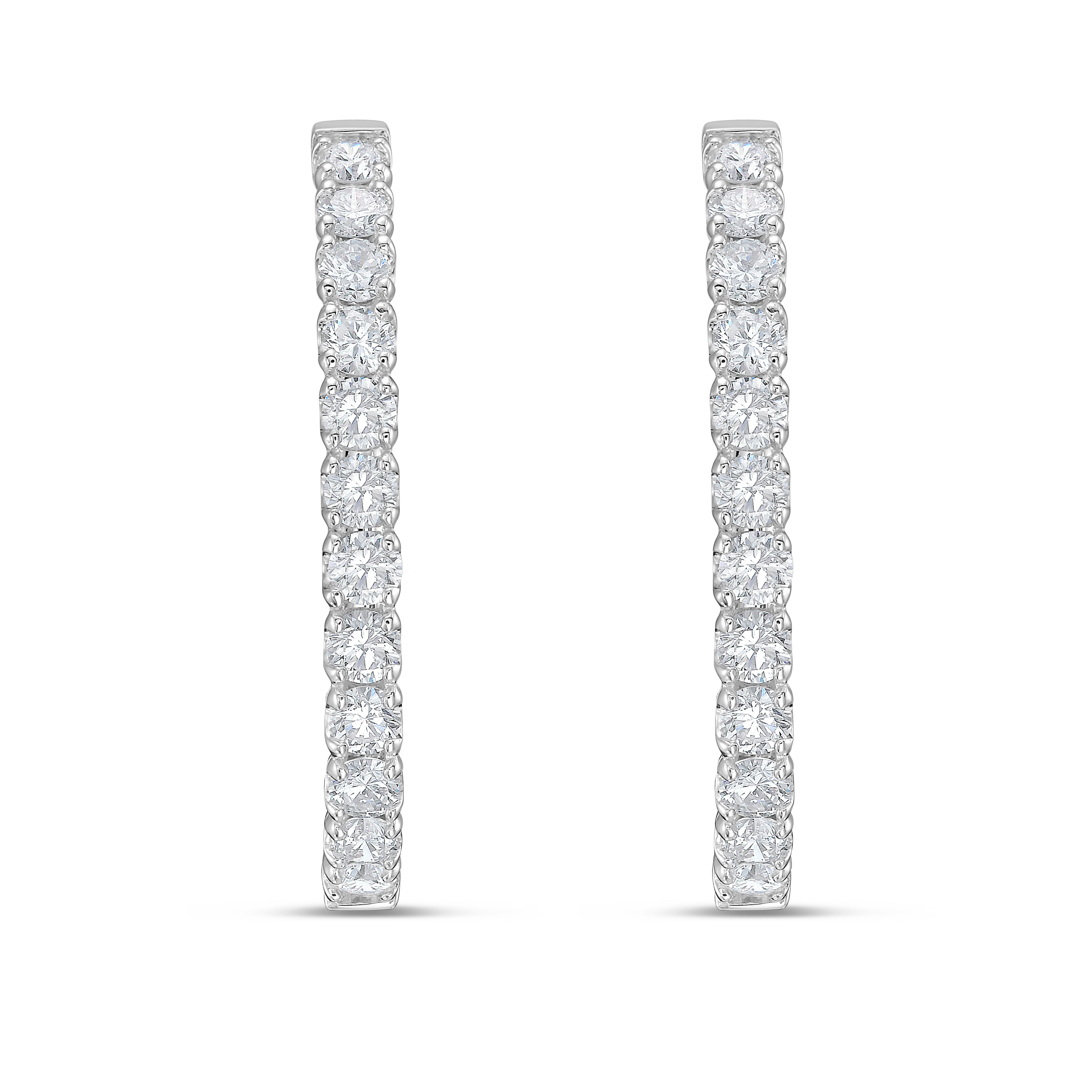 Lab Grown Round Diamond Oval Shape Hoop Earrings - 1.00"