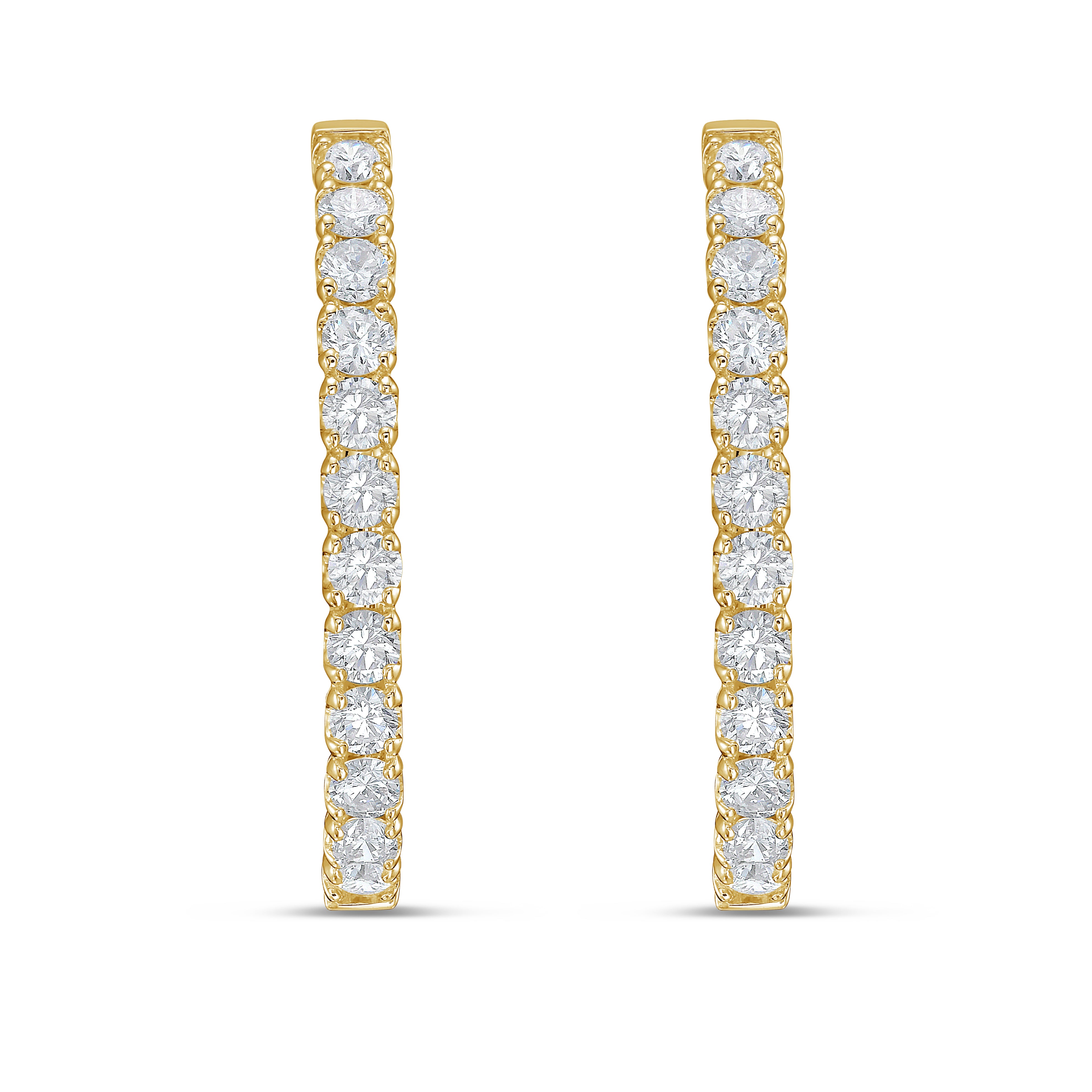 Lab Grown Round Diamond Oval Shape Hoop Earrings - 1.00"