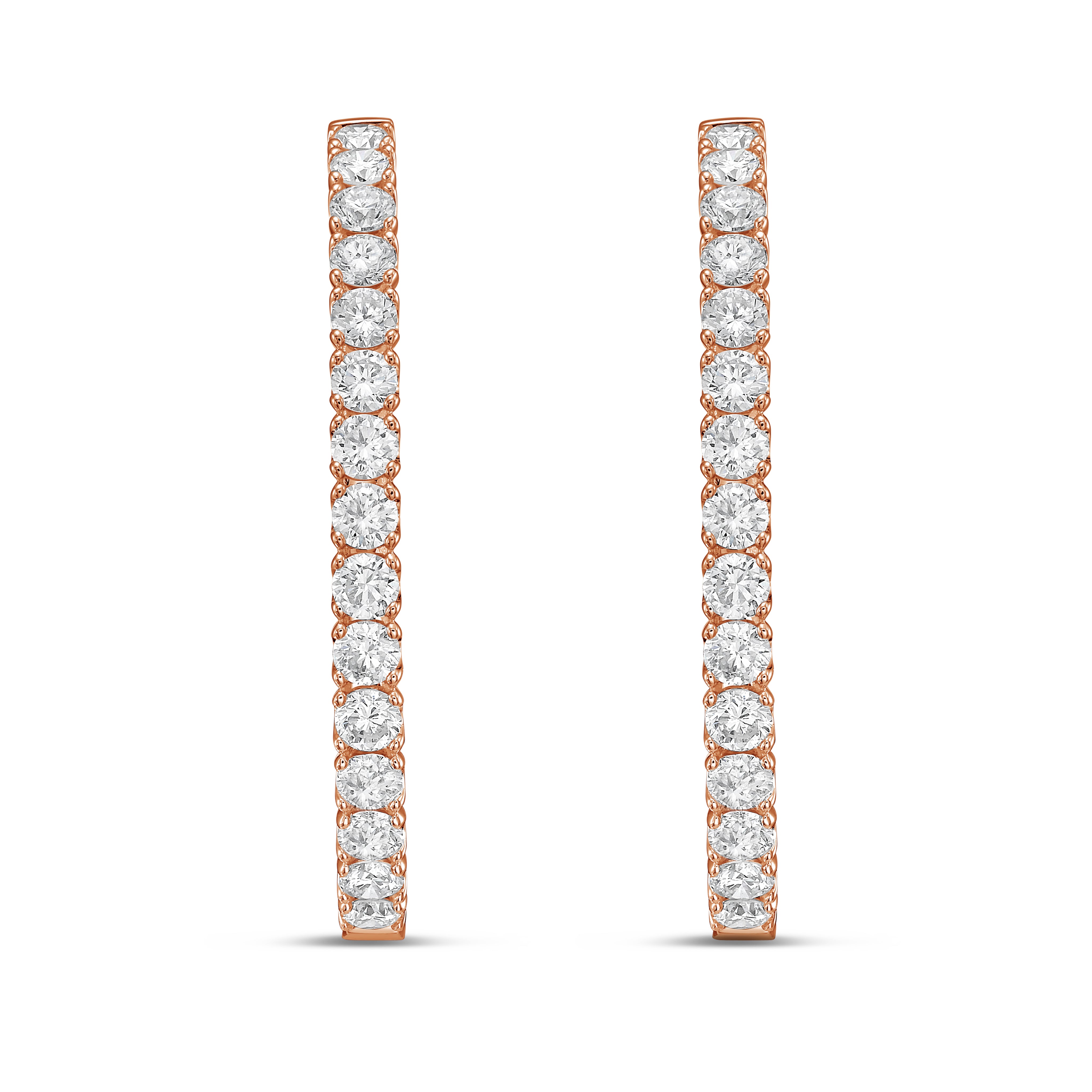 Lab Grown Round Diamond Oval Shape Hoop Earrings - 1.50"