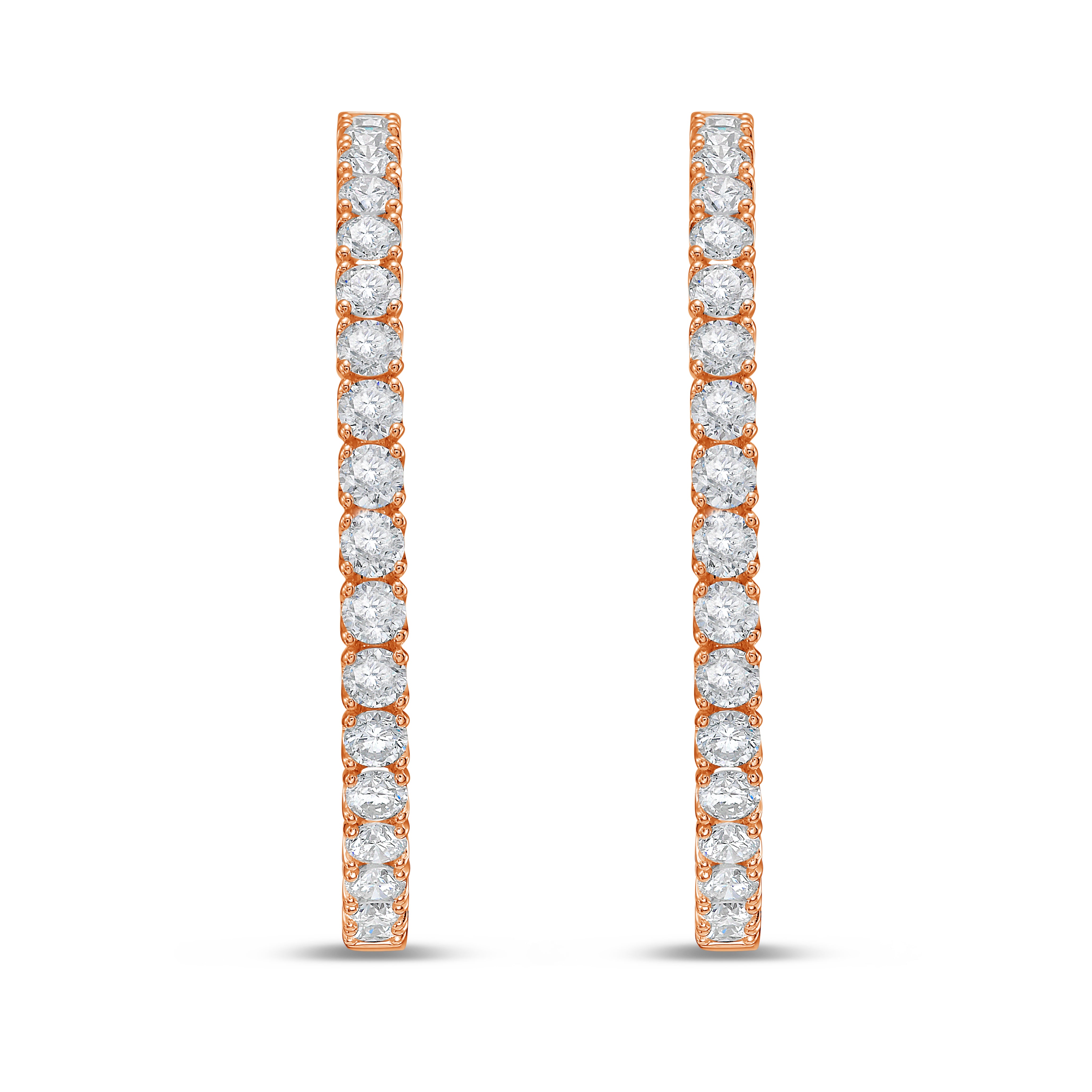 Lab Grown Round Diamond Hoop Earrings - 1.50"
