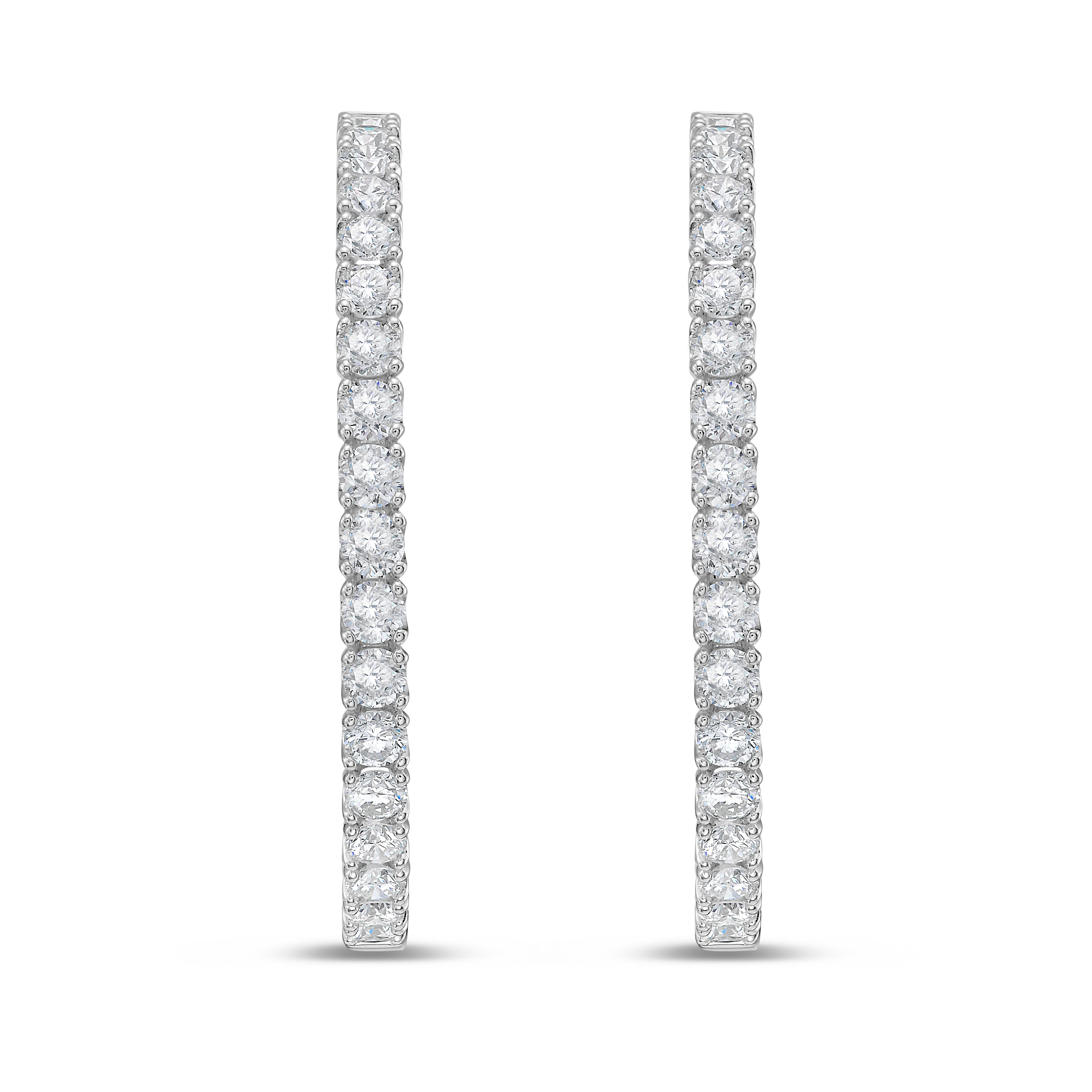 Lab Grown Round Diamond Hoop Earrings - 1.50"